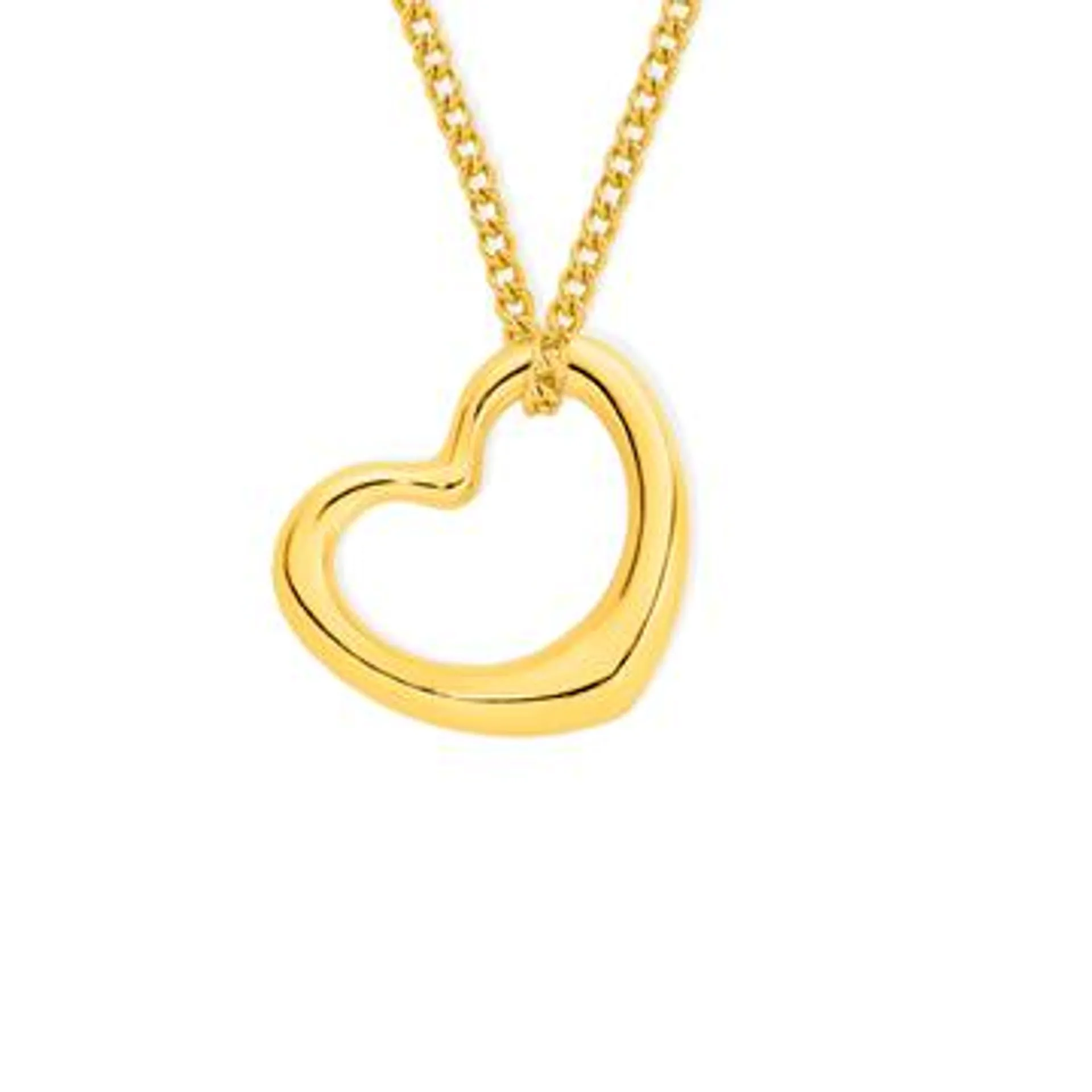 9ct Gold 14mm Open Heart Floating Pendant