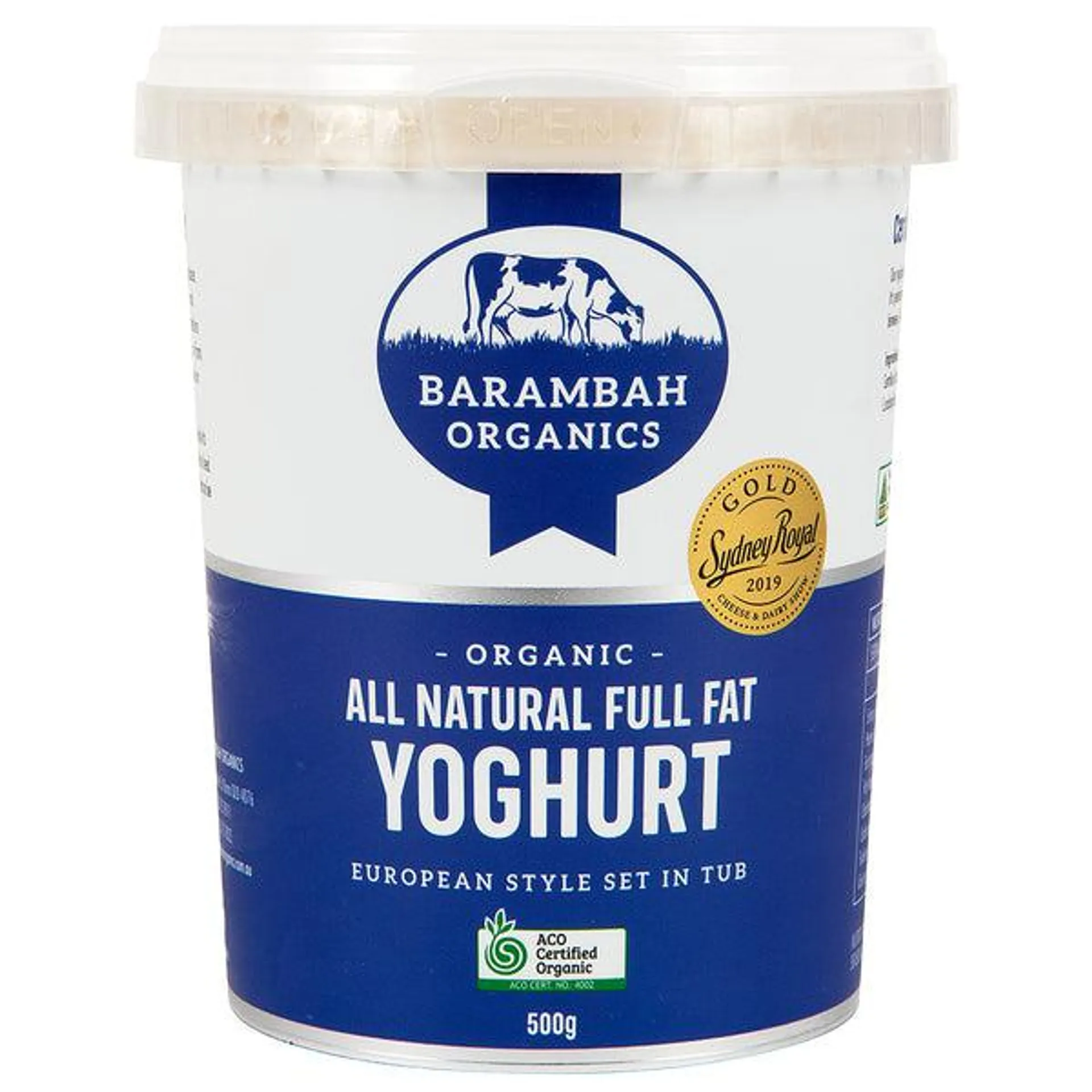 Barambah Organics All Natural Full Fat Yoghurt 500g