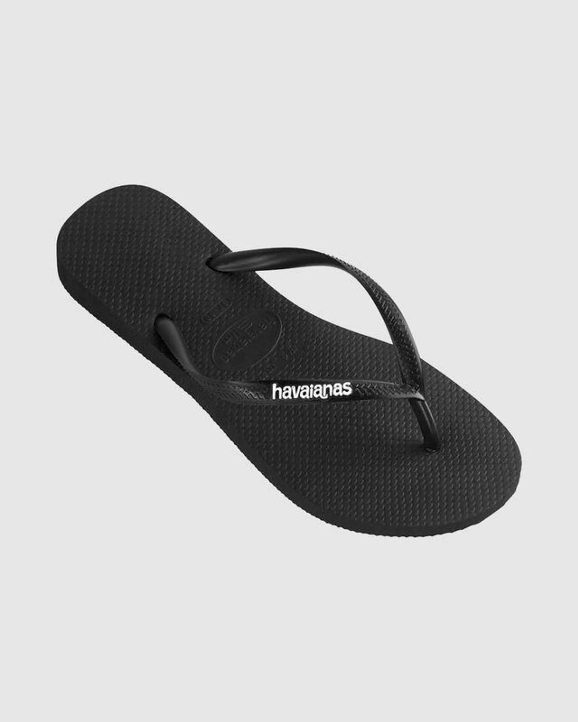 Slim Rubber Logo Thongs Black/White