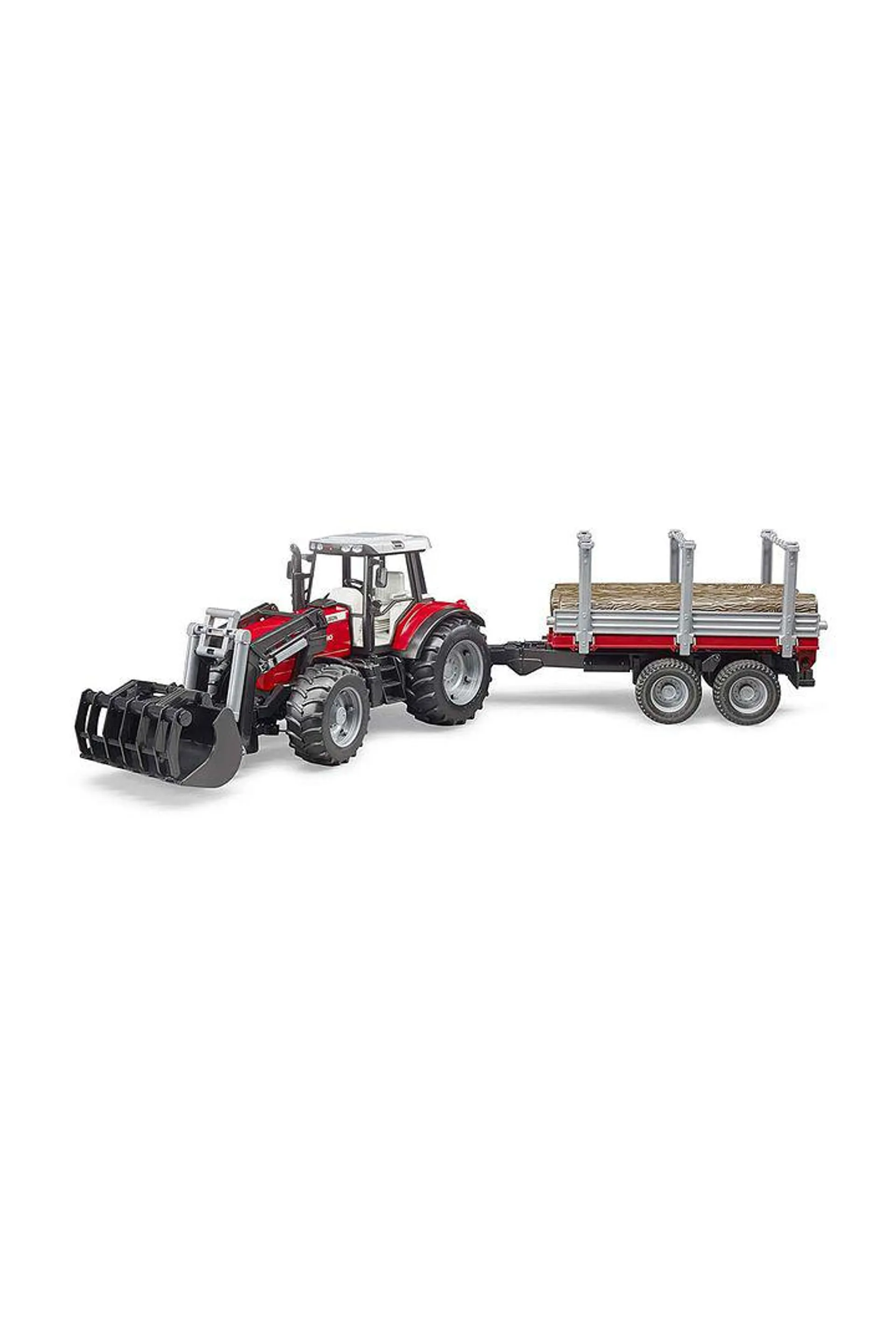 Bruder 1/16 Massey Ferguson 7480 with Front Loader & Timber Trailer