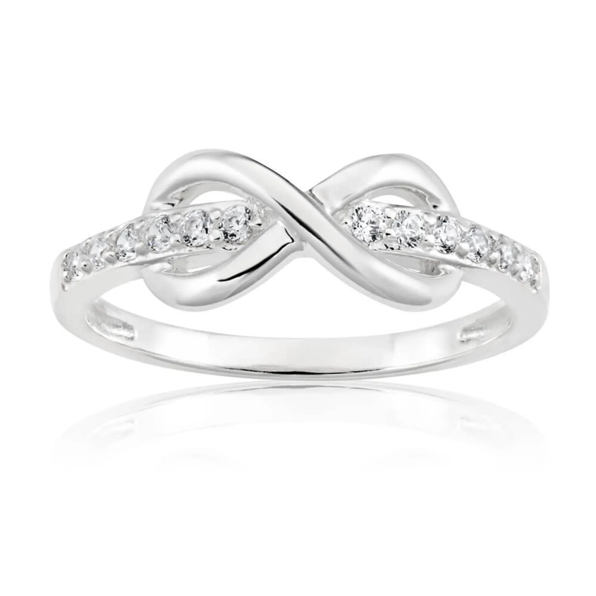 Sterling Silver Cubic Zirconia Channel Set Infinity Ring