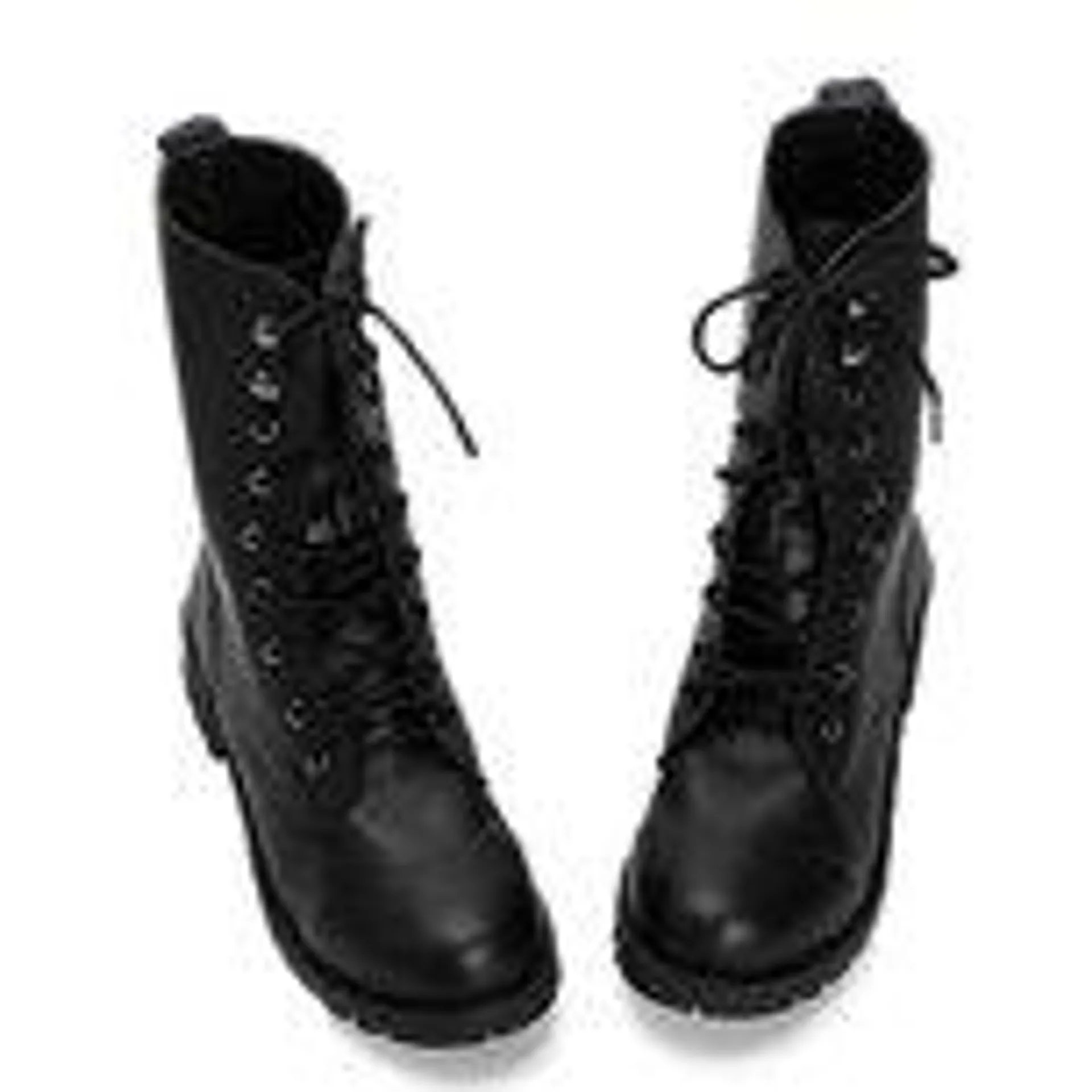 Newchic Retro Pu Black Knight Lace Up Flat Ankle Boots