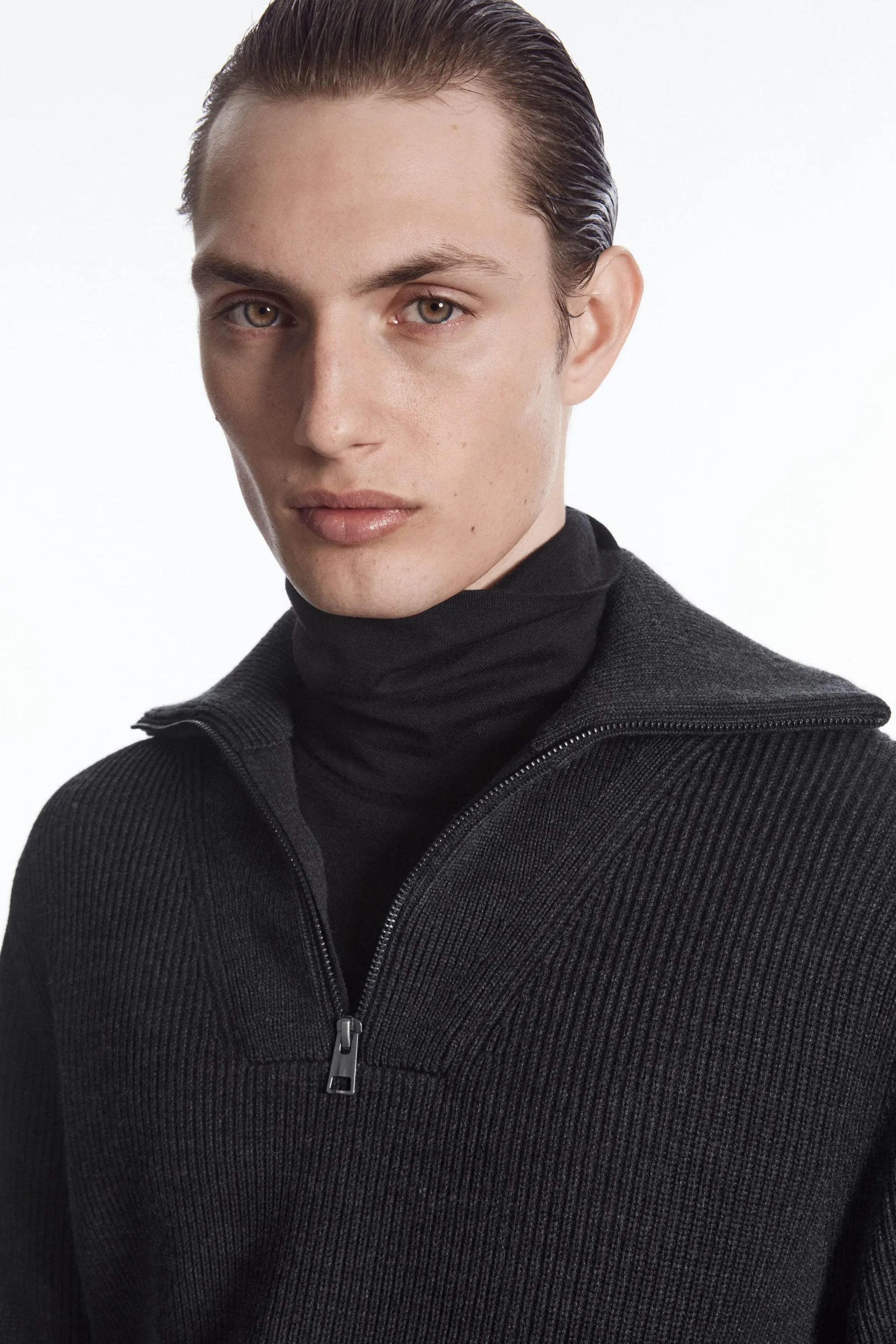 WOOL AND COTTON-BLEND HALF-ZIP JUMPER