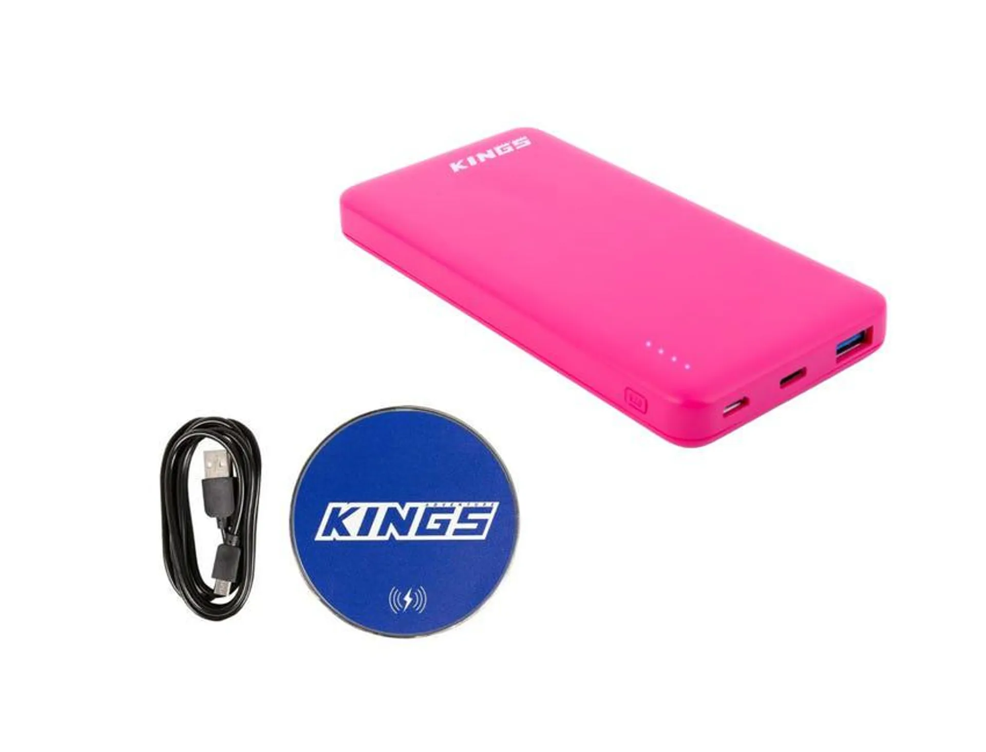 Kings Lithium Power Bank 10000mAh Pink + 15W Wireless Phone Charger