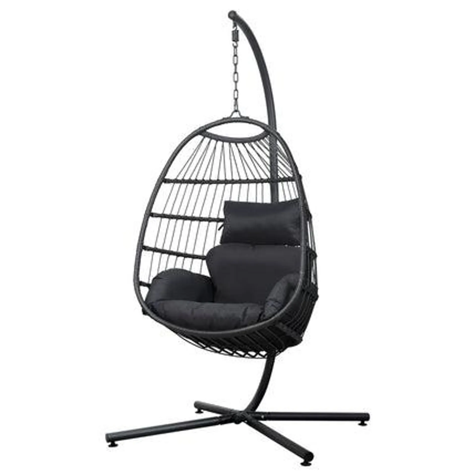 Egg Swing Chair Hammock Stand Outdoor Furniture Hanging Wicker Seat Grey