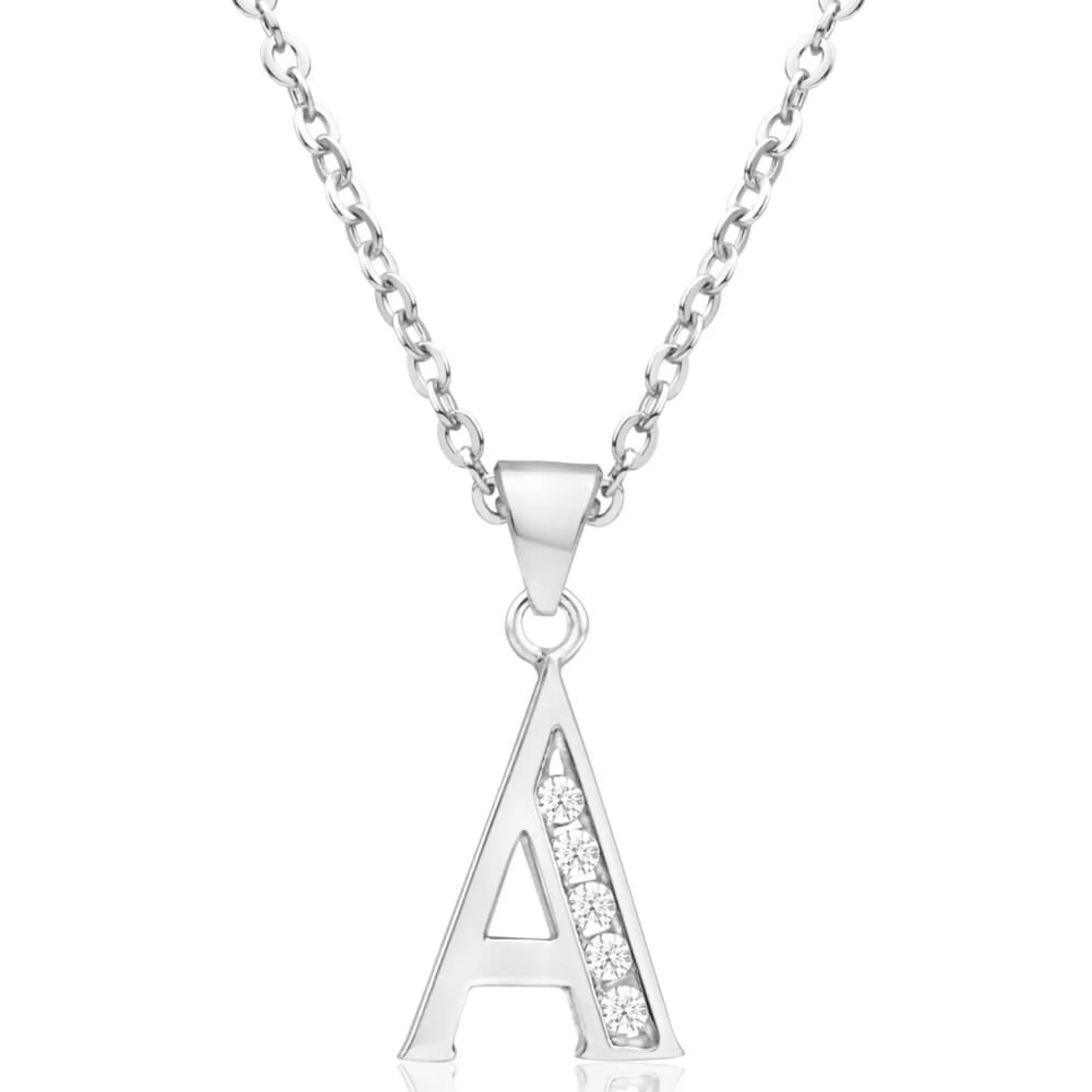 Sterling Silver Cubic Zirconia Initial "A" Pendant