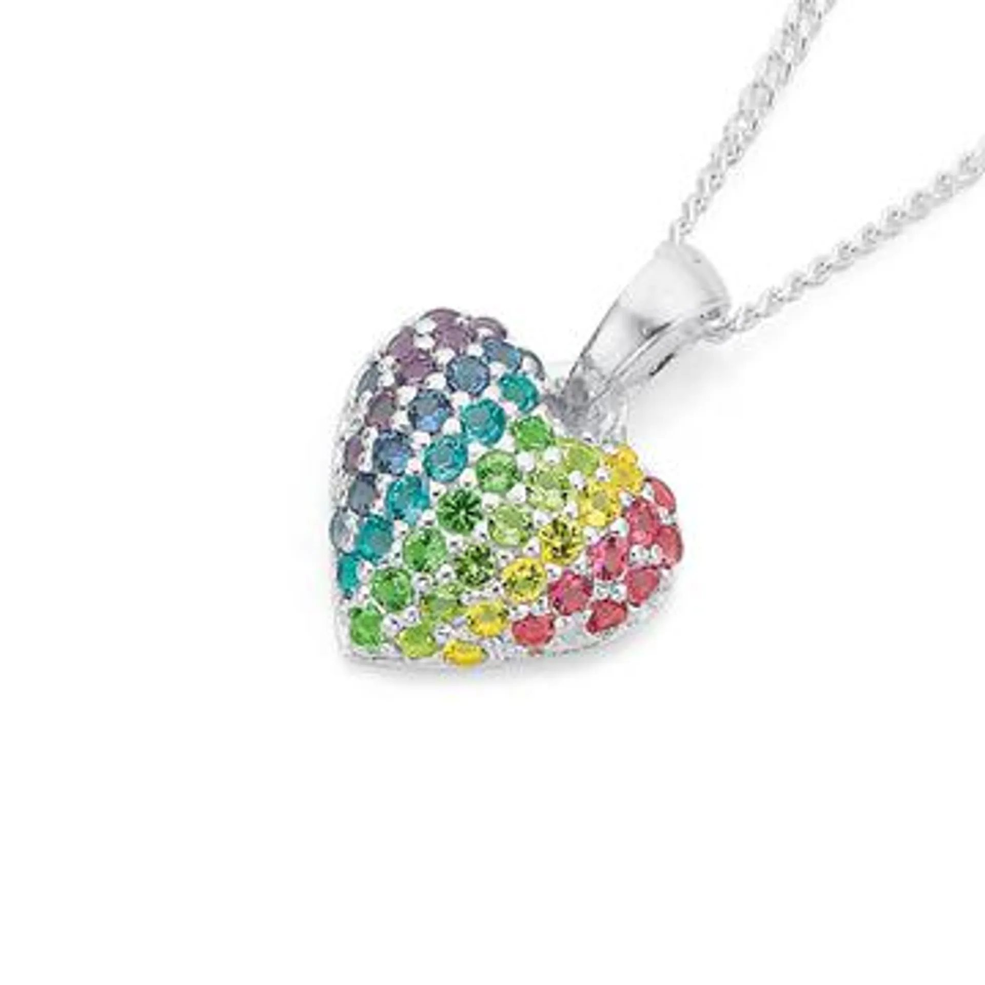 Sterling Silver Crystal Pave Heart Pendant
