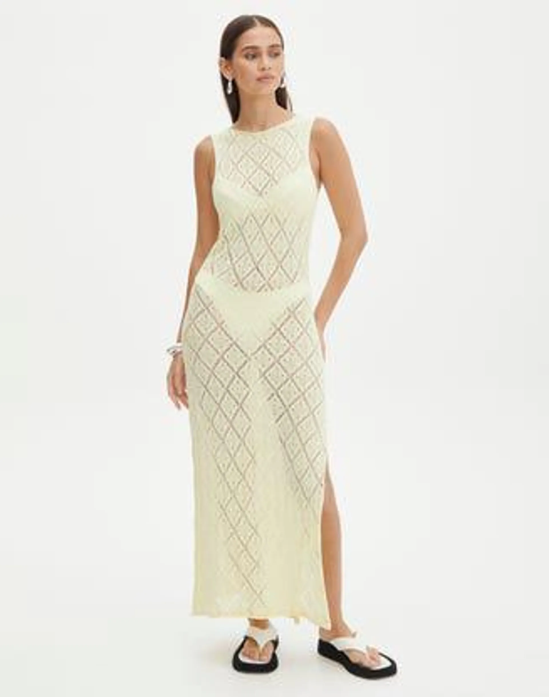 Sheer Crochet Maxi Dress