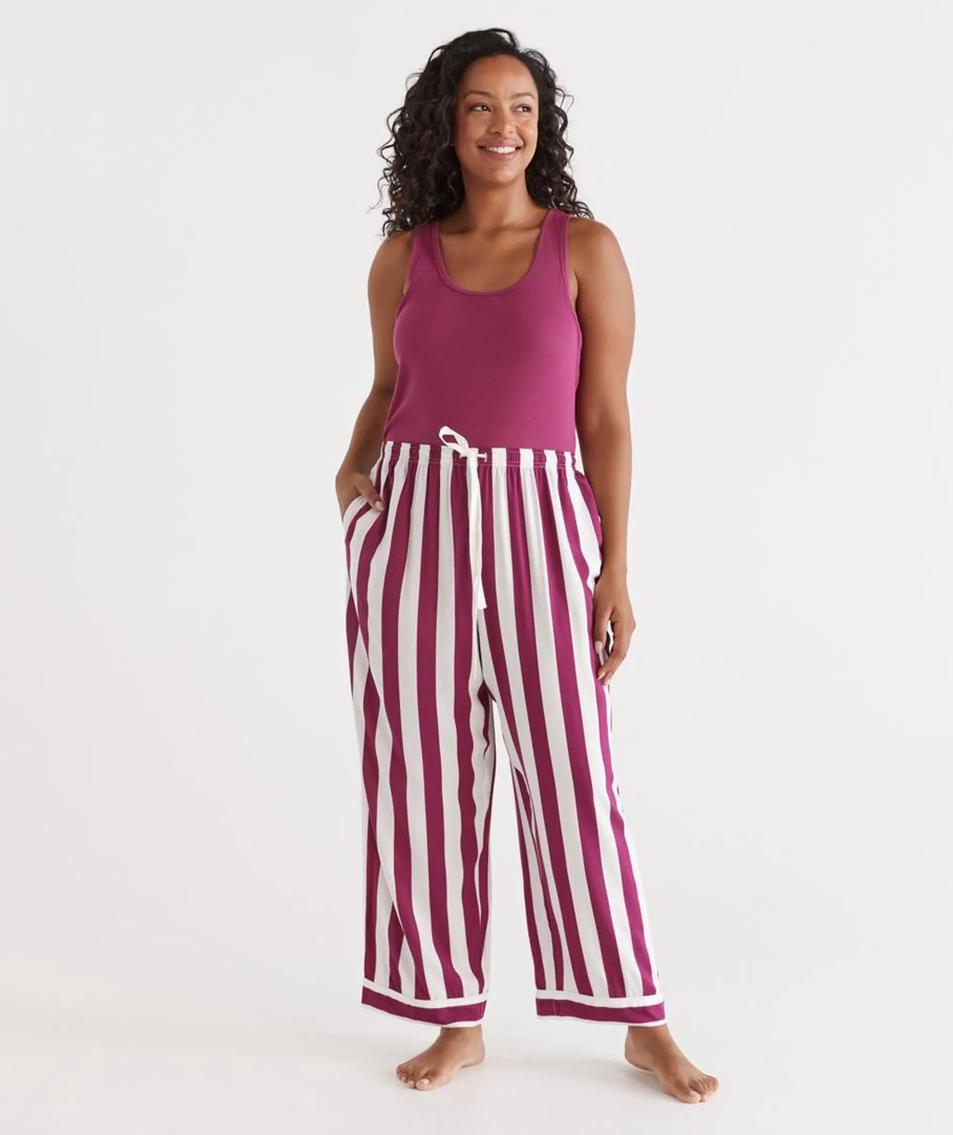 Berry Stripe Print Pyjama Pant