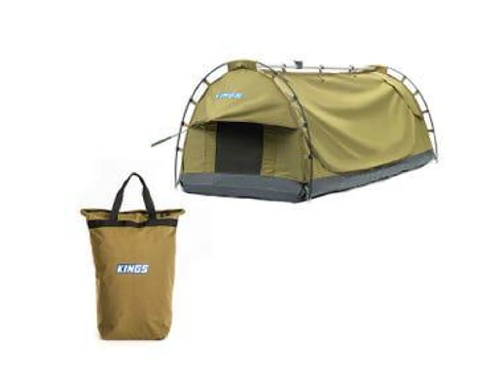 Kings Deluxe Escape Single Swag + Doona/Pillow 400GSM Canvas Bag