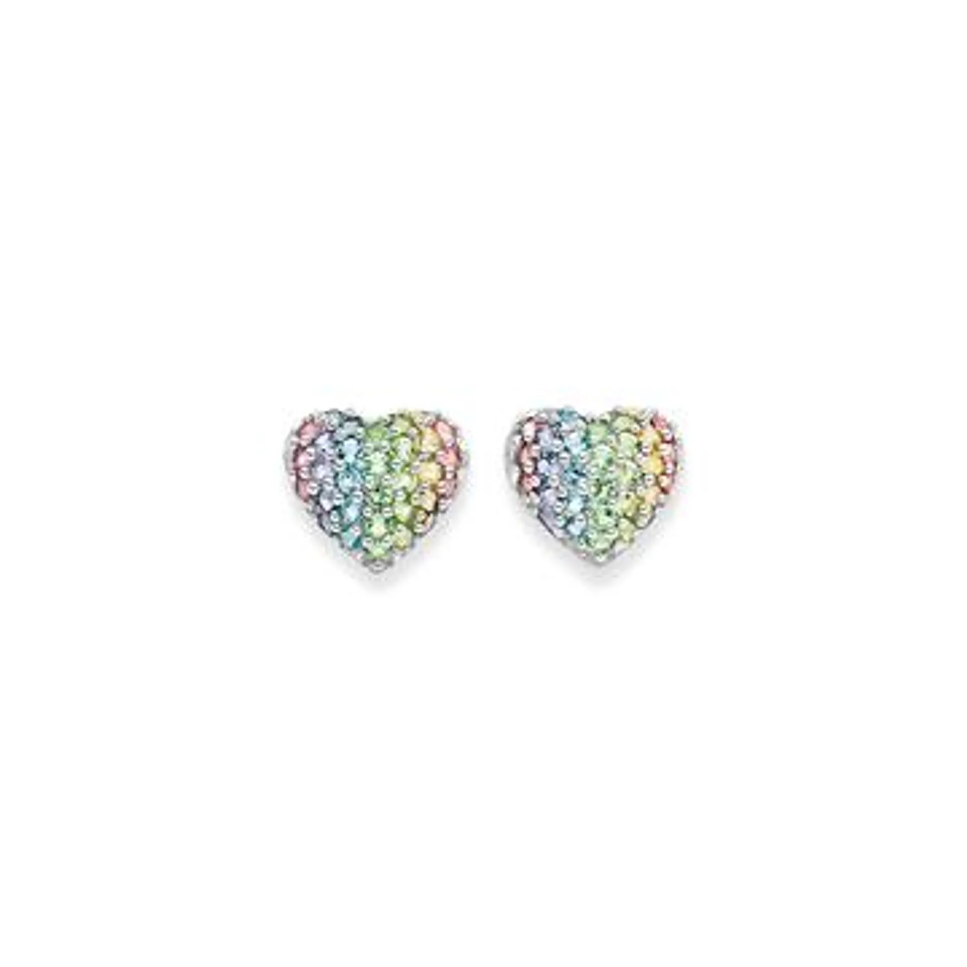 Sterling Silver Crystal Pave Heart Earrings