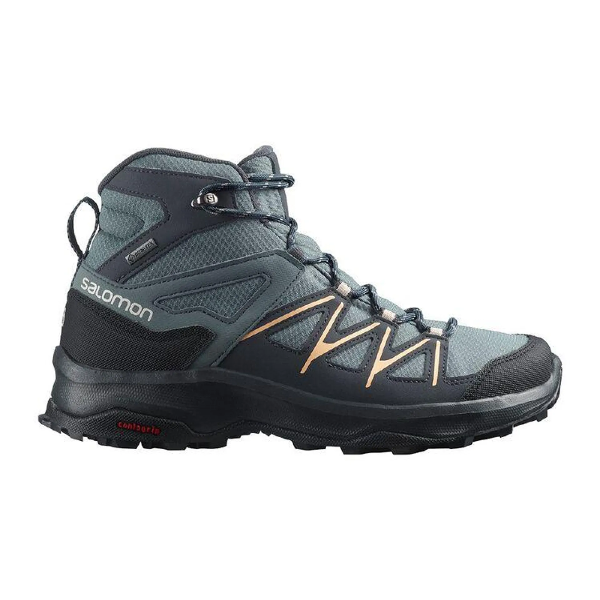 Salomon Women's Daintree Gore-Tex Mid Hiking Boots Stormy Weather, Ebony, Almond Cream