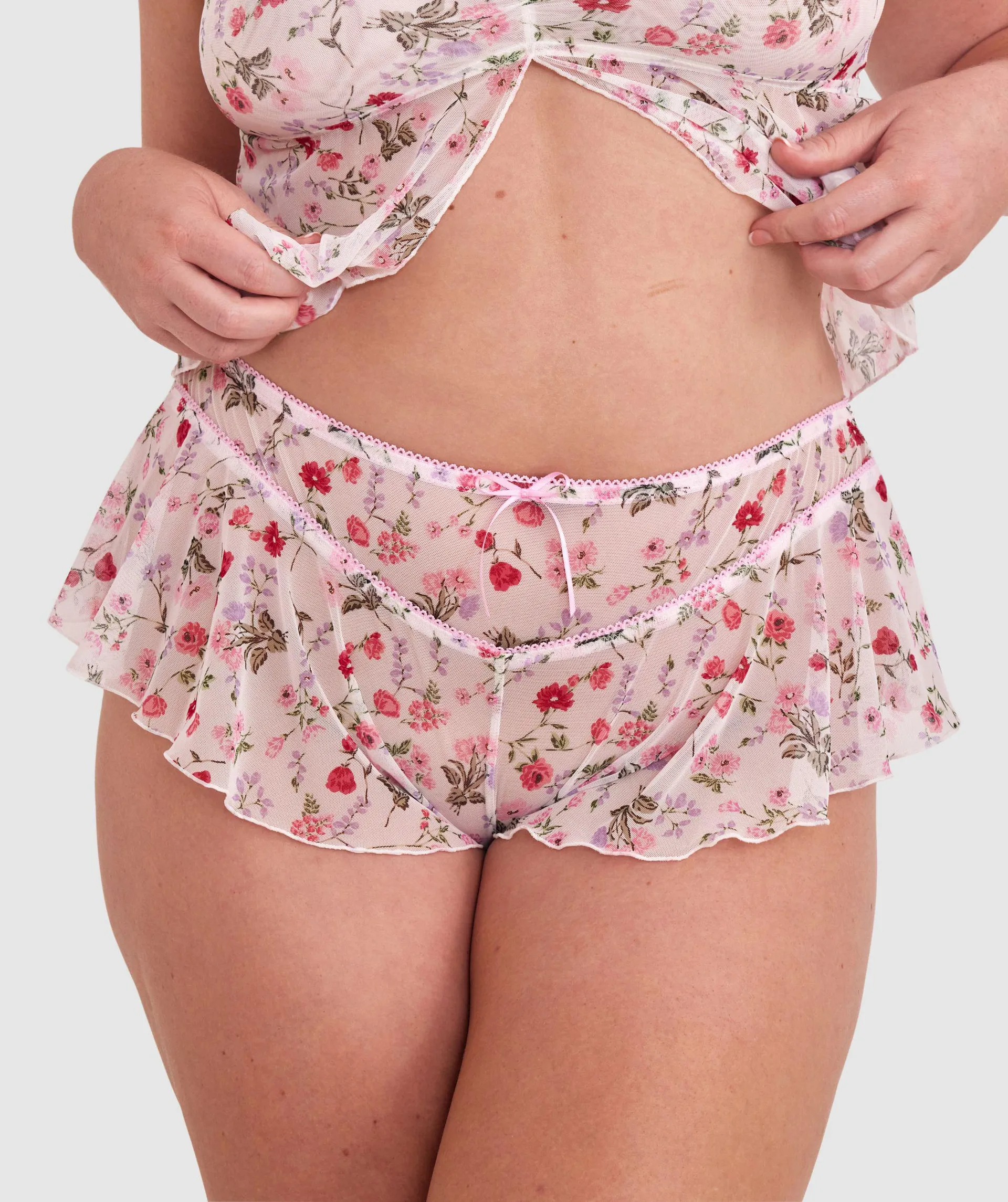 Mia French Knicker - Ivory Floral Print