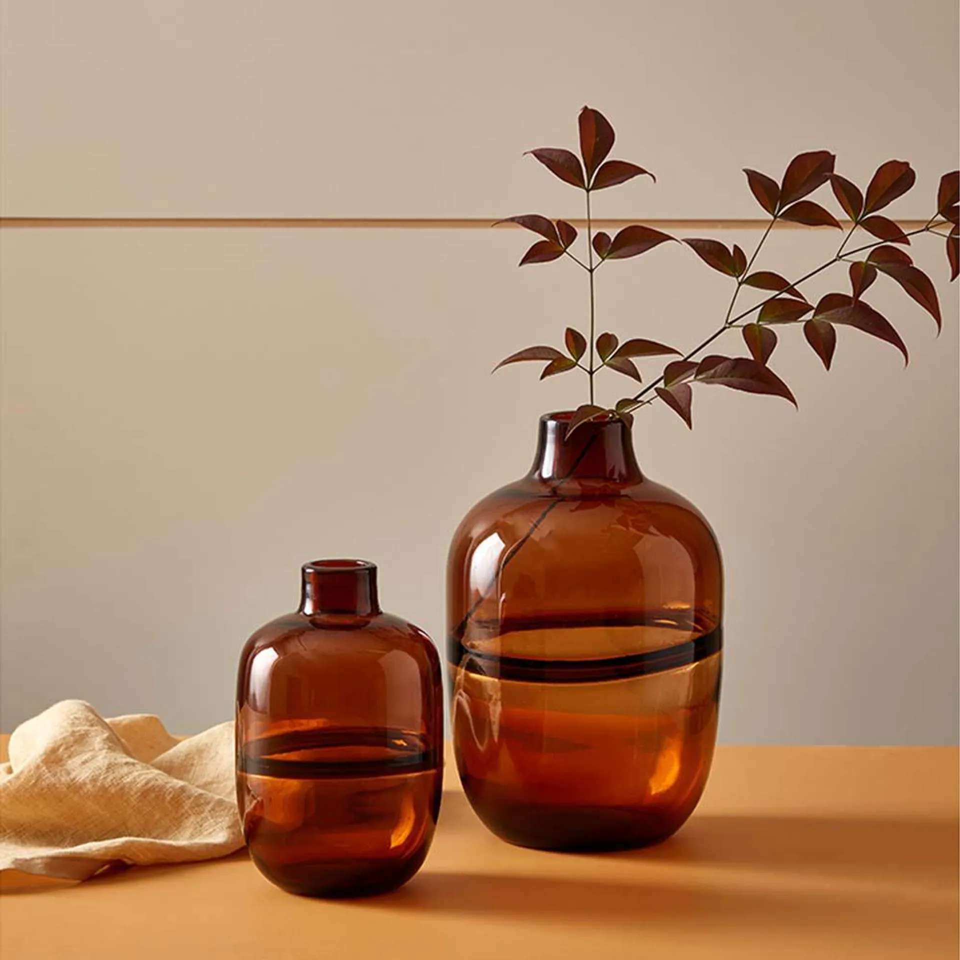 Neale Whitaker Barrel Vase Amber