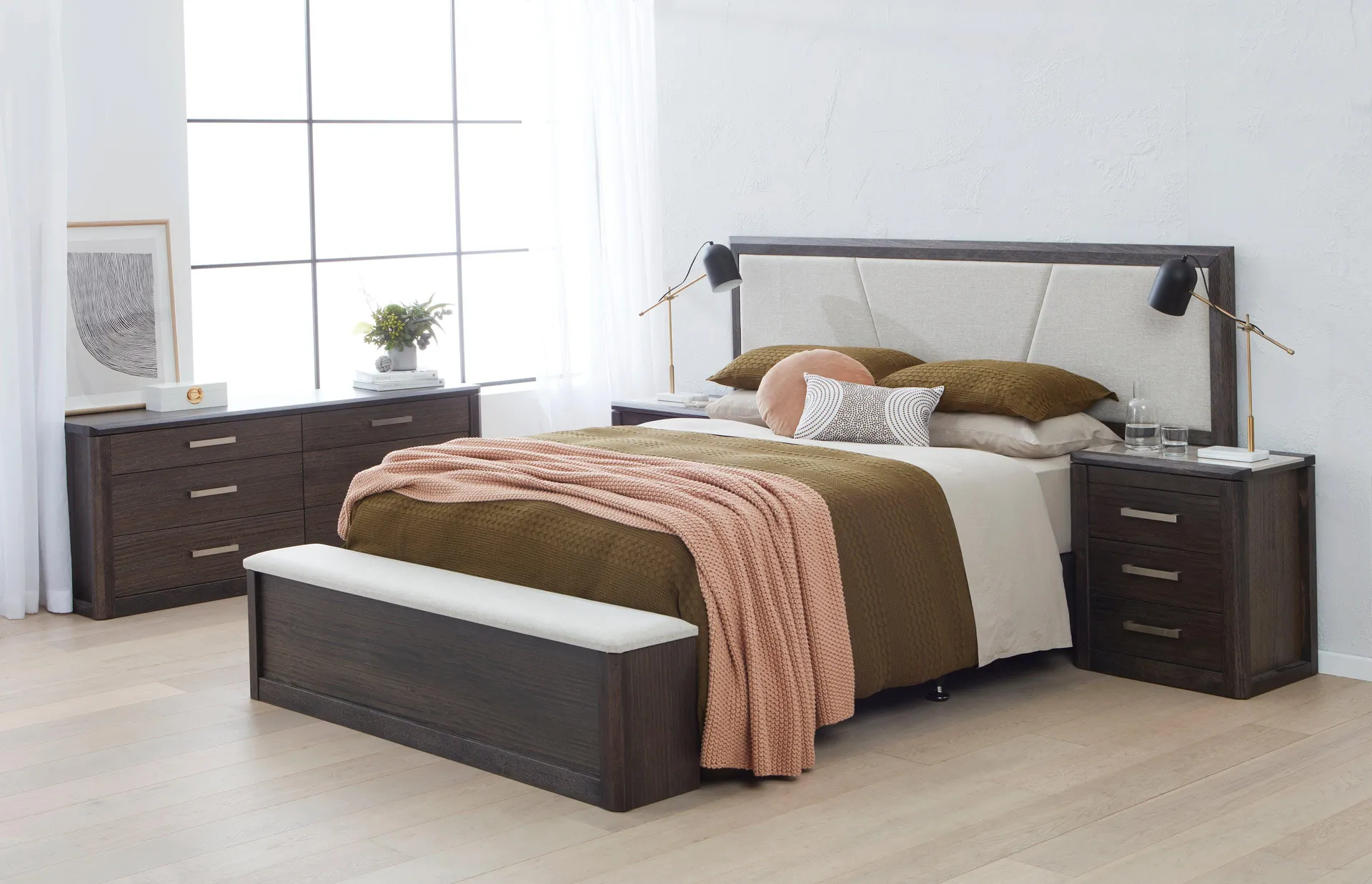 Maitland - Low Profile Bed Frame W/Upholstered Bedhead & Storage Foot Box, Charcoal