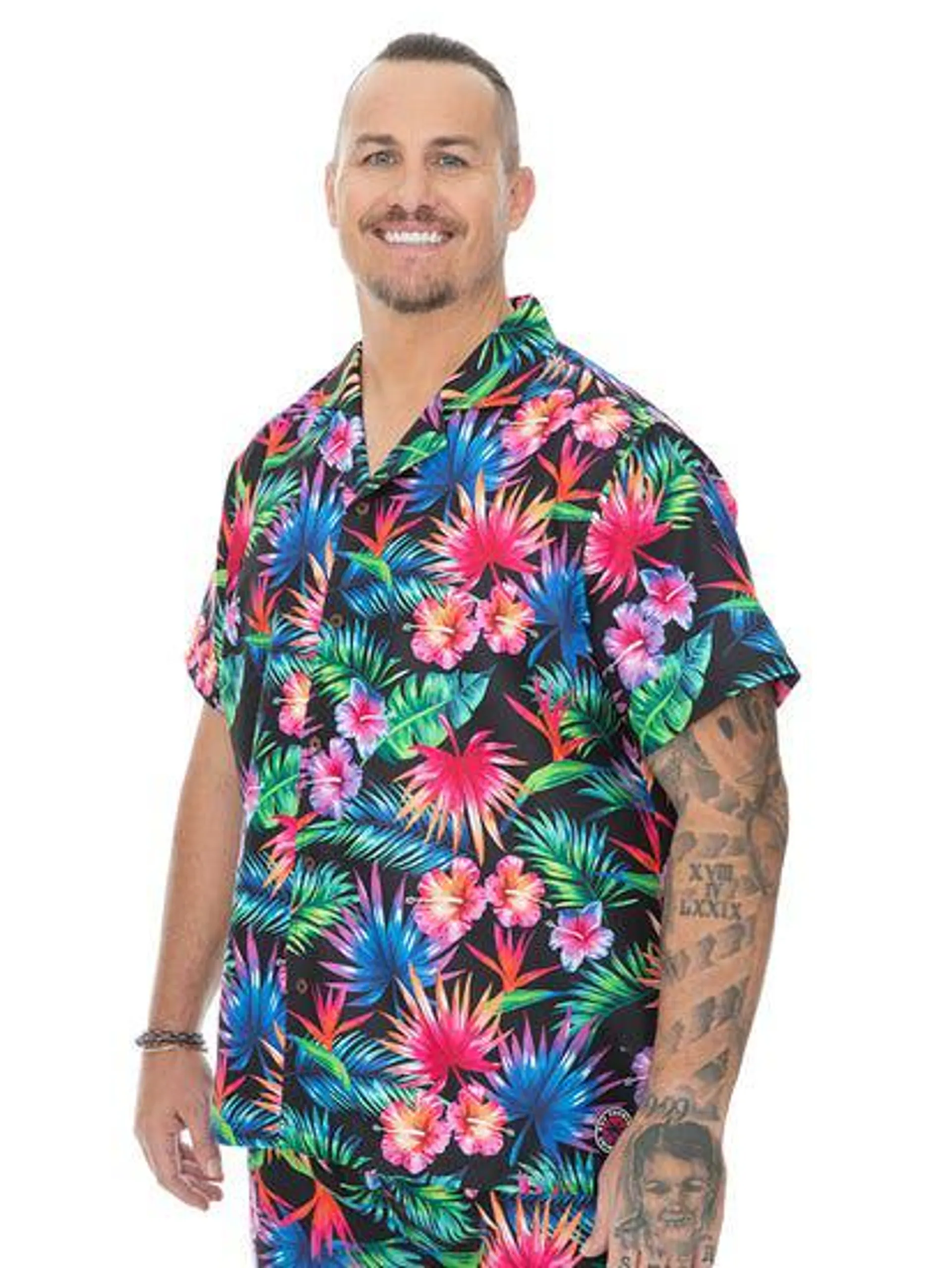 Built N Fit Bright Tropical Short Sleeve Shirt