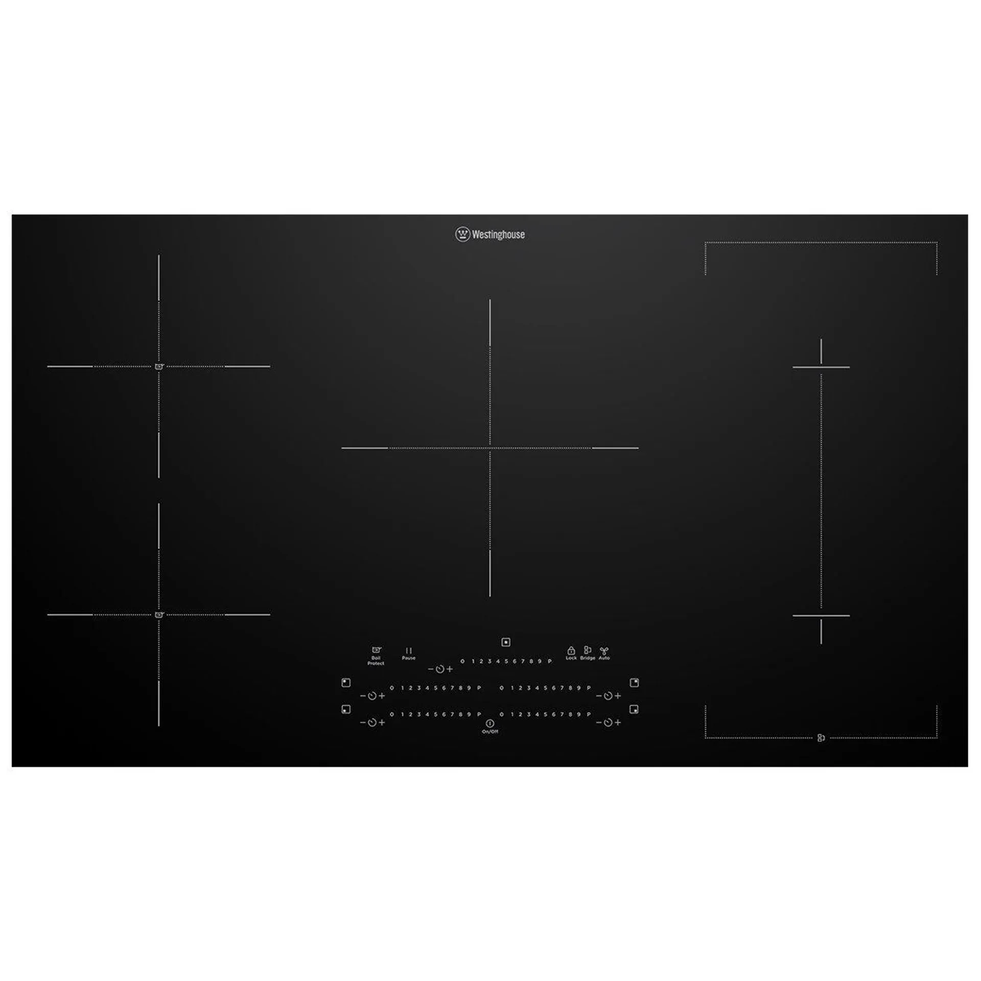 Westinghouse 90cm Five Zone Induction with Hob2Hood Cooktop WHI955BD