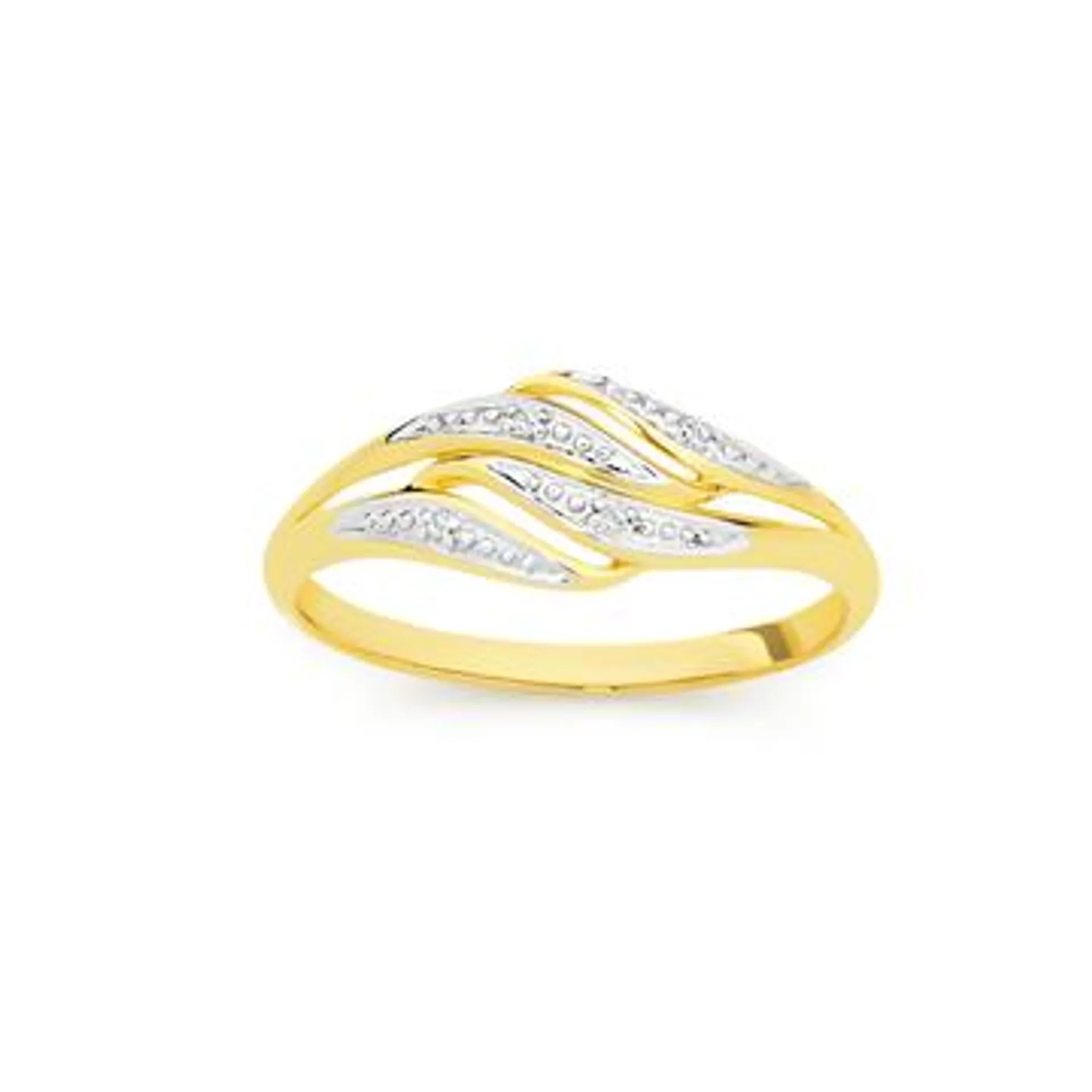 9ct Gold Diamond Multi Wave Ring