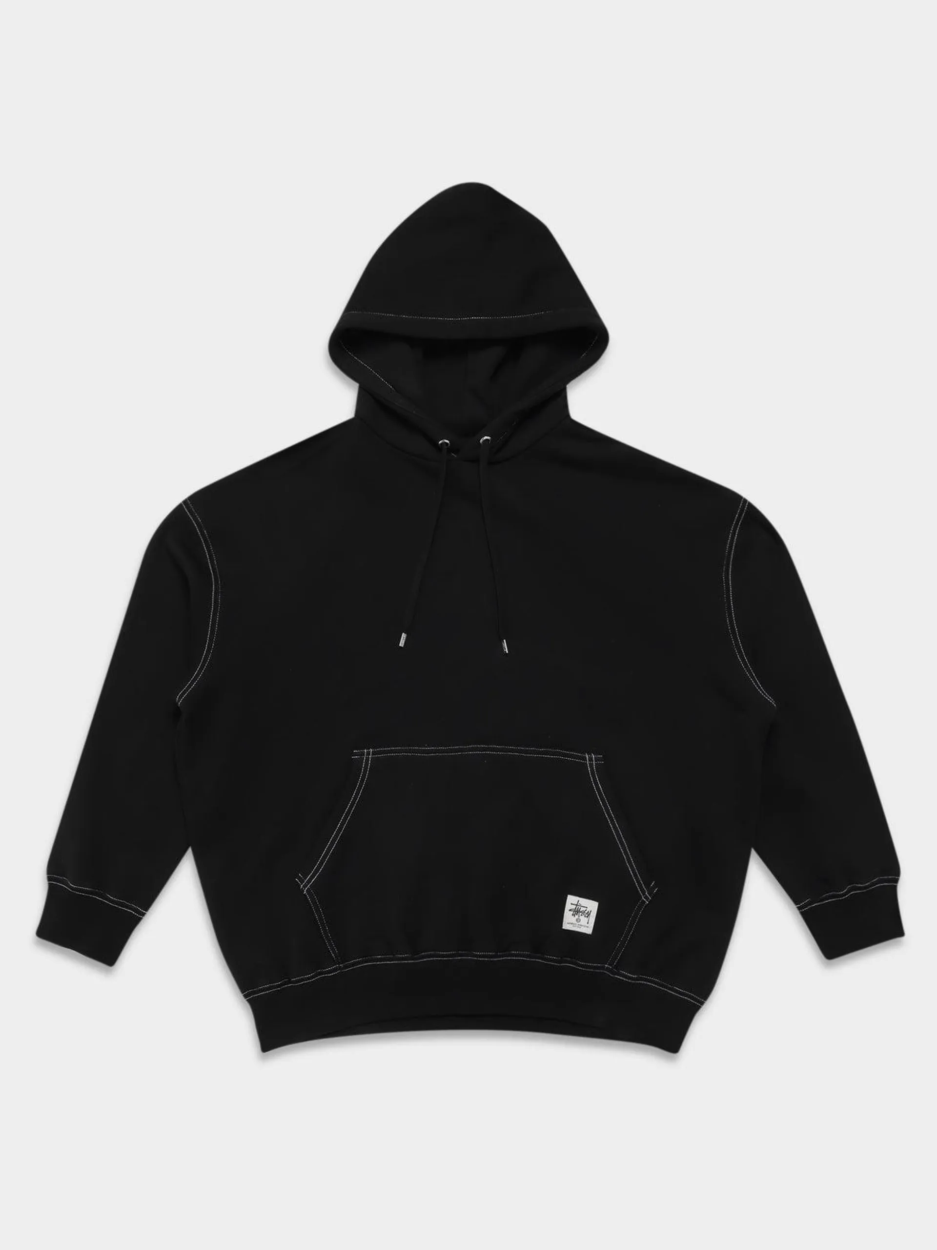Contrast Stitch Oversized Hoodie in Black