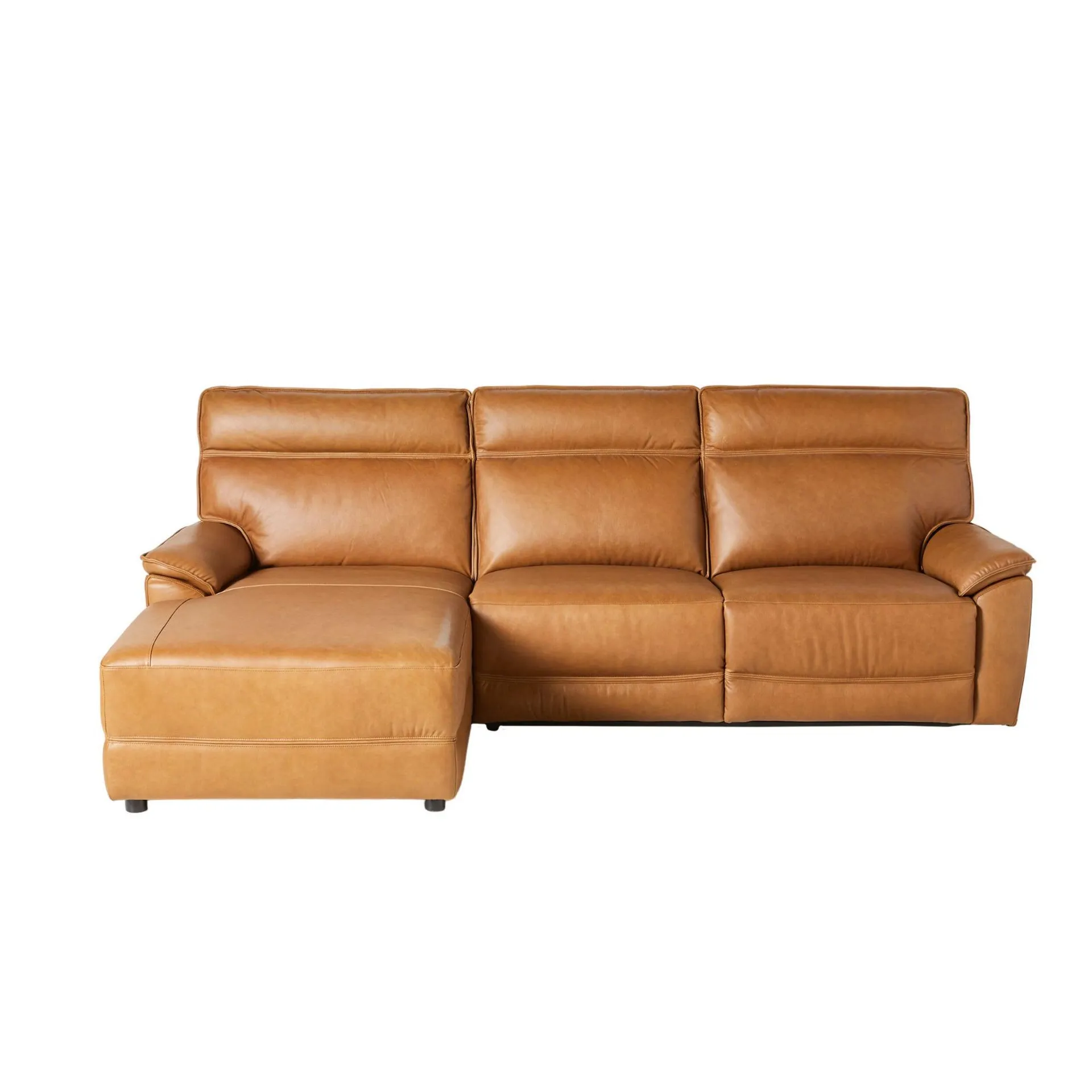 Dillon 3 Seater Leather Recliner Sofa with Left Chaise Light Chestnut