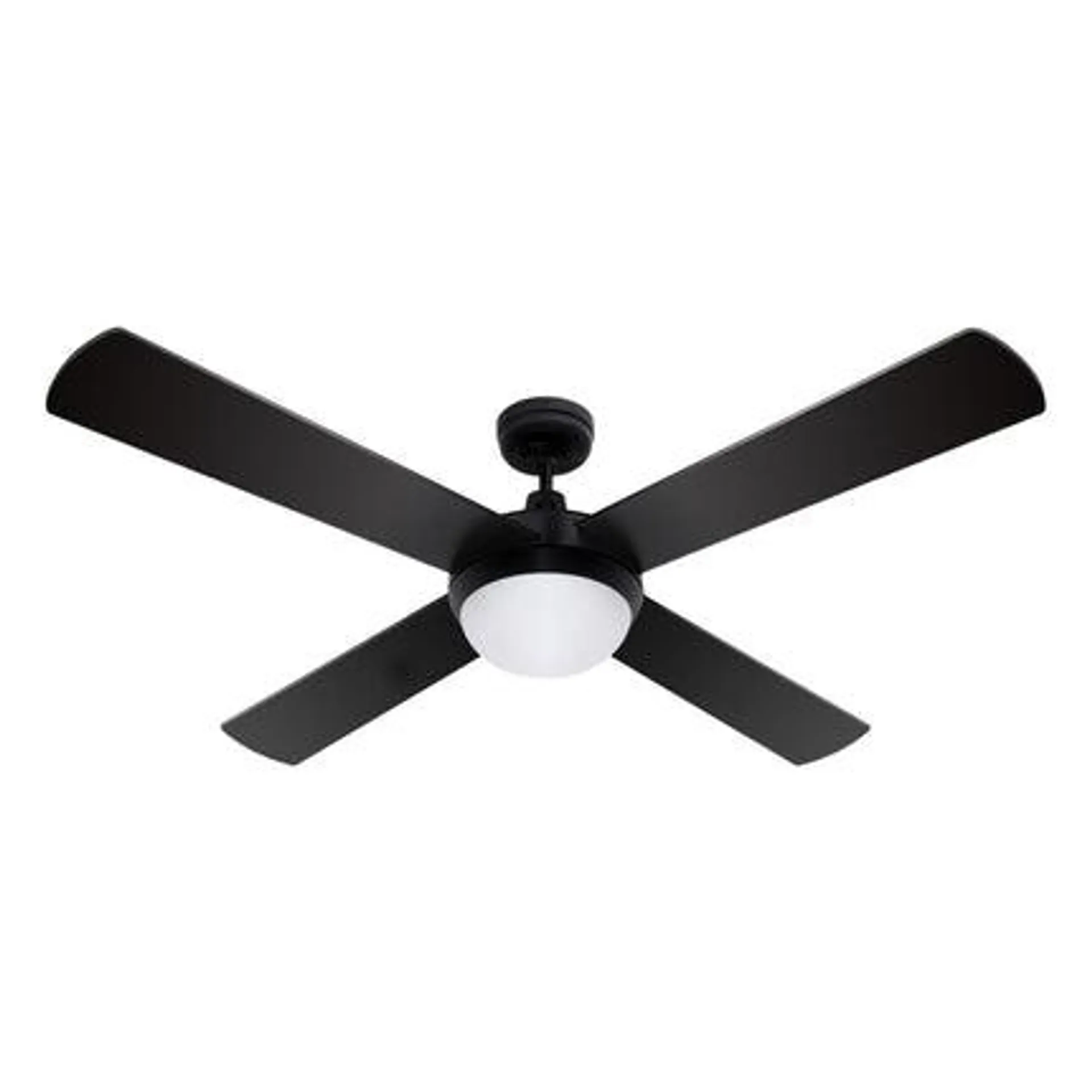 52'' Ceiling Fan w/Light w/Remote Timer - Black