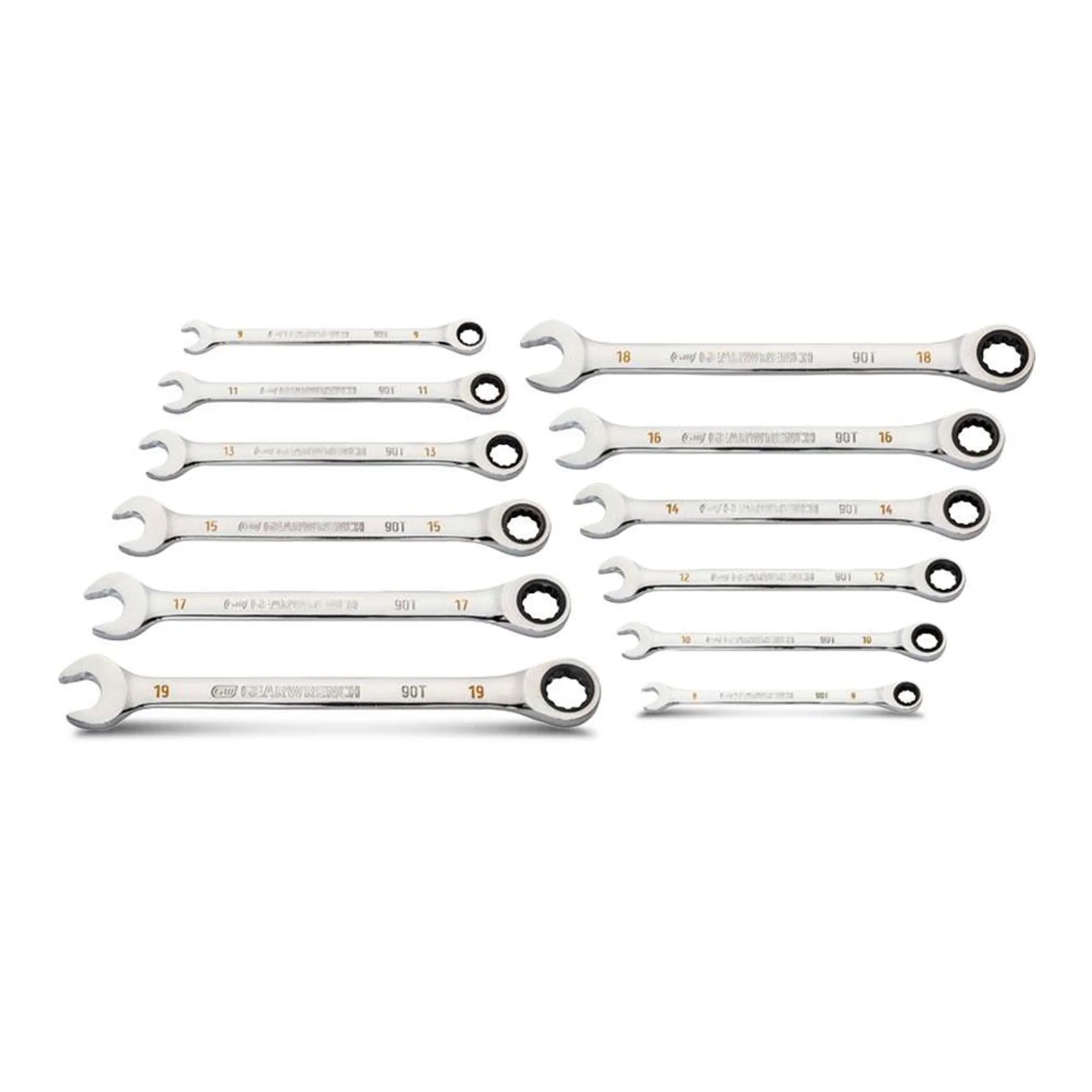 GEARWRENCH 87023 12pce 12 Point Metric 90T Combination Ratcheting Wrench Set