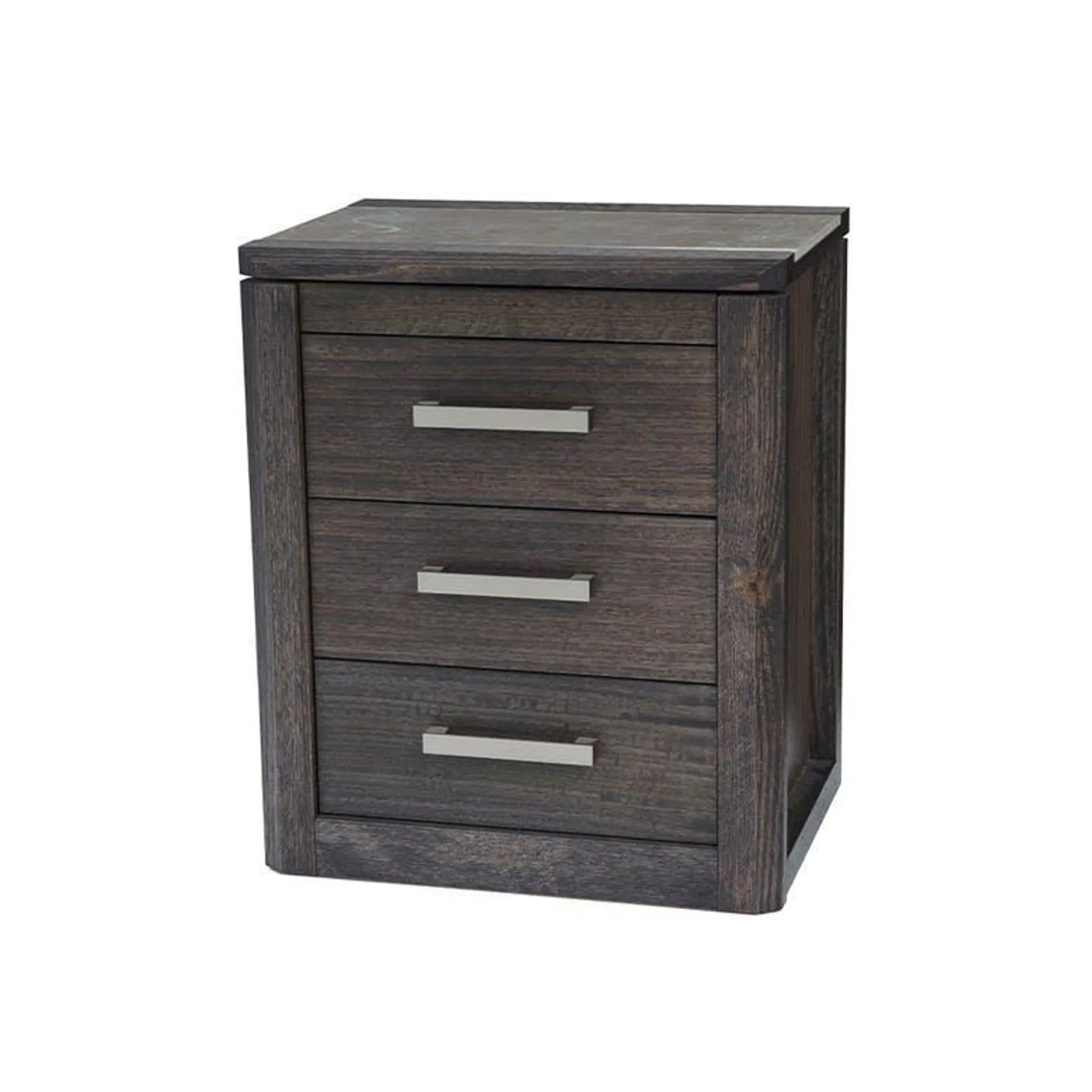 Maitland - High Profile Narrow Bedside Table (3 Drawer & 1 Tray W/Tile Inlay), Charcoal