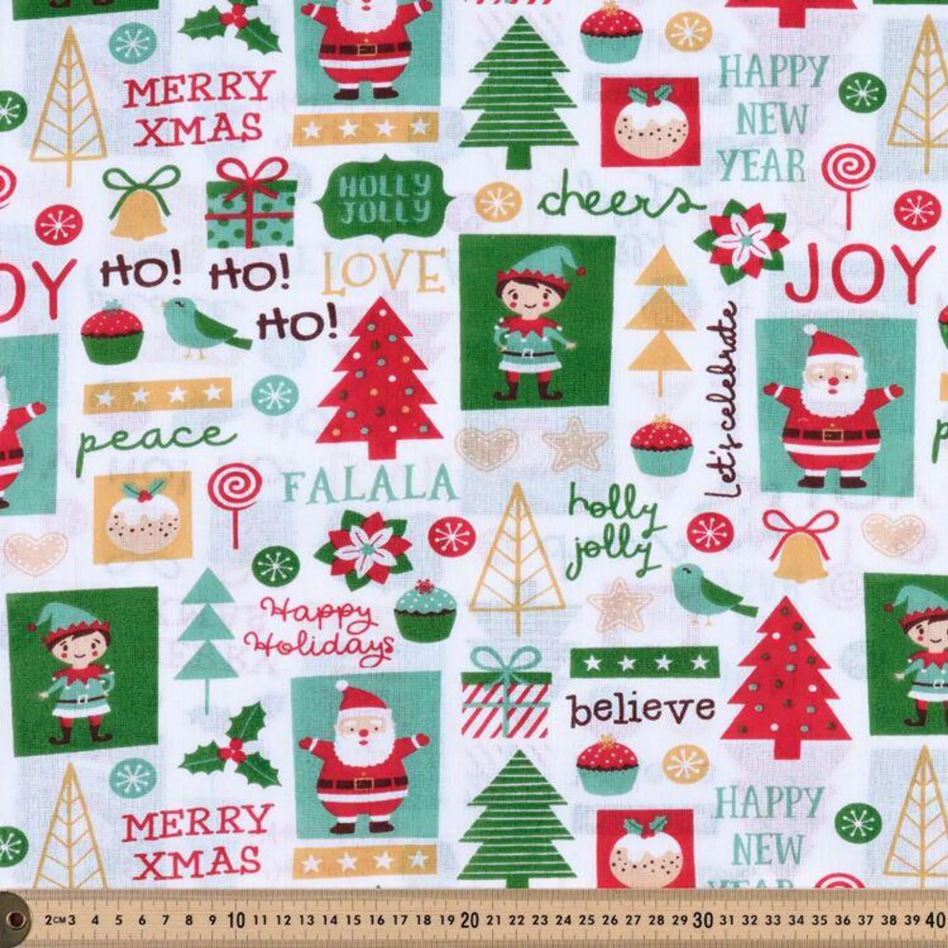 Christmas Cheer 120 cm Multipurpose Cotton Fabric Multicoloured 120 cm