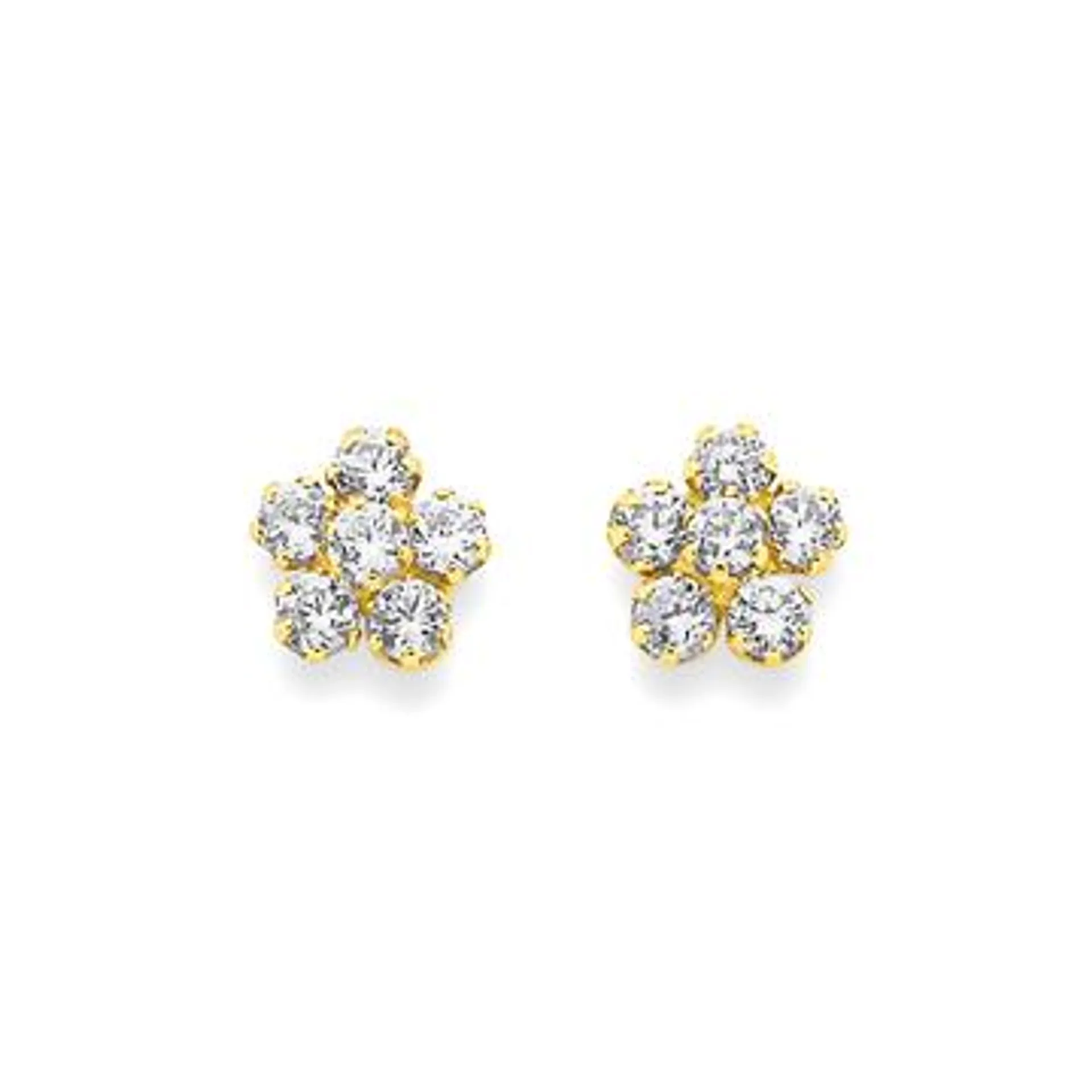 9ct Gold Cubic Zirconia Flower Stud Earrings