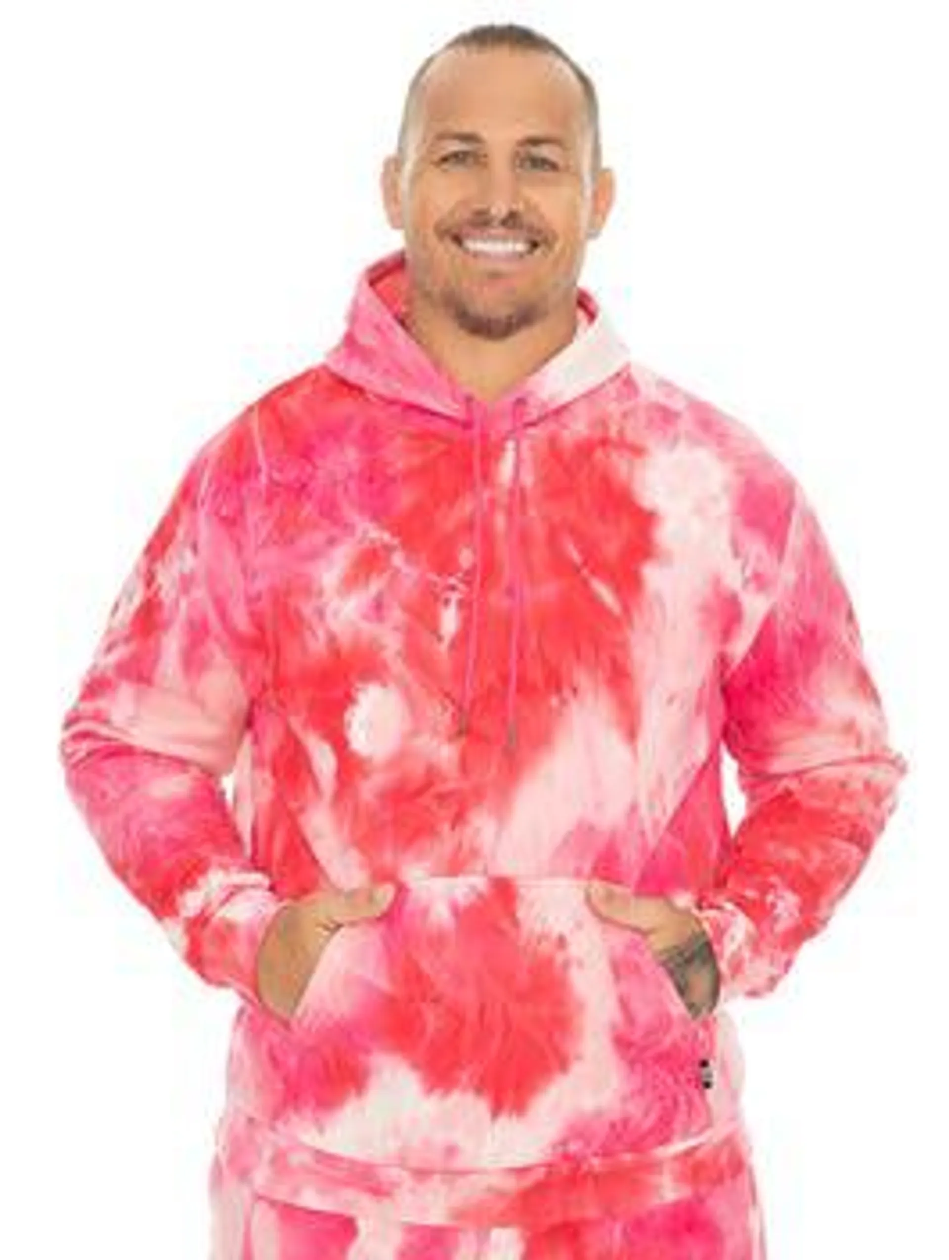 Big Mens Hot Pink Tie Dye Hoodie