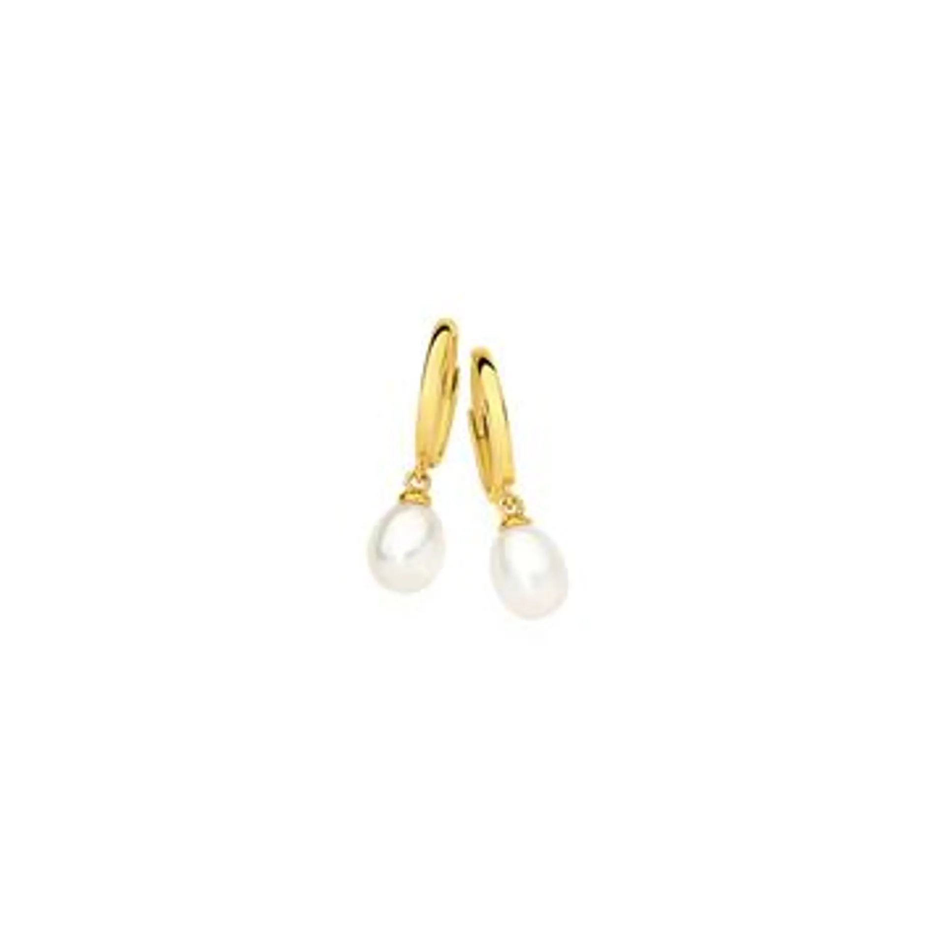 9ct Gold Cultured Freshwater Pearl Drop Huggie Earrings