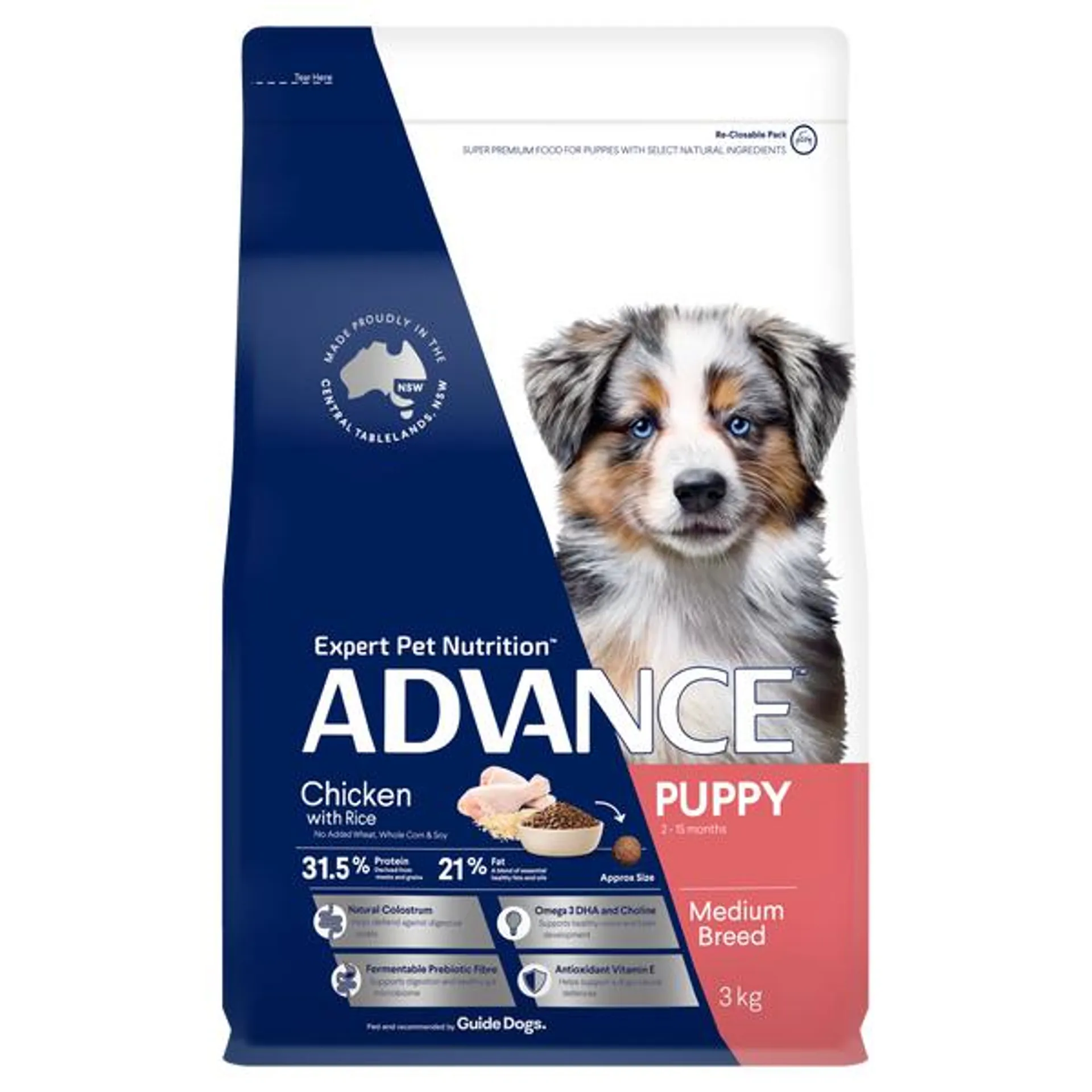 ADVANCE - Puppy Medium Breed Chicken with Rice Dog Dry Food (3kg)
