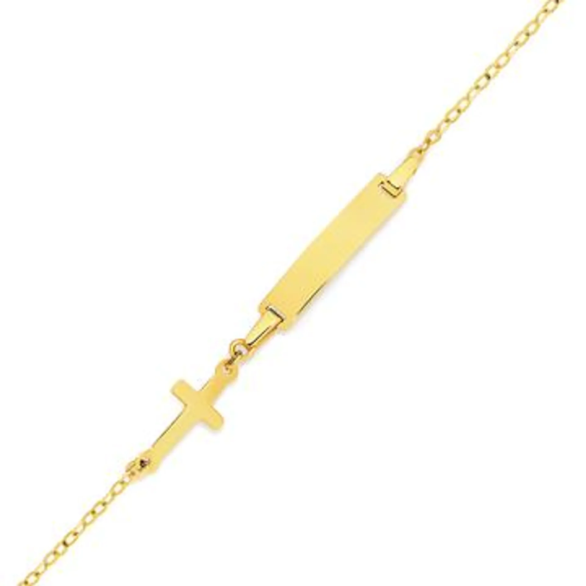 9ct Gold 16cm I.D. Cross Bracelet