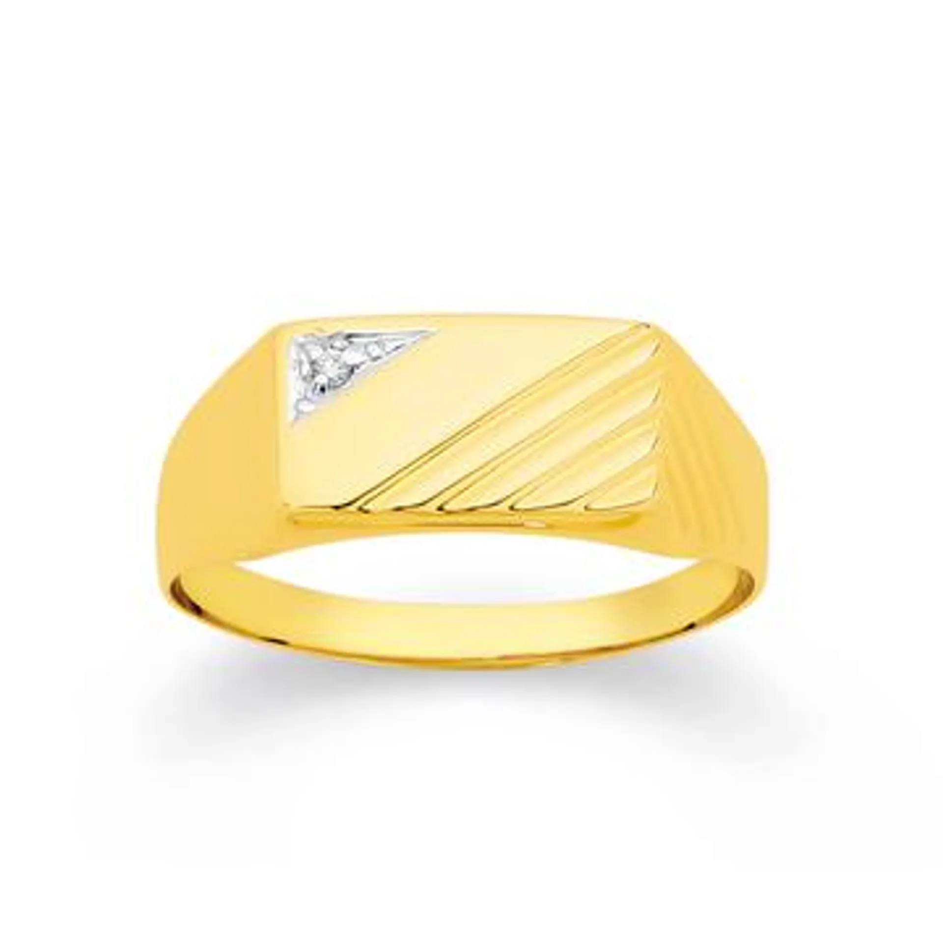 9ct Two Tone Gold Diamond Set Gents Rings