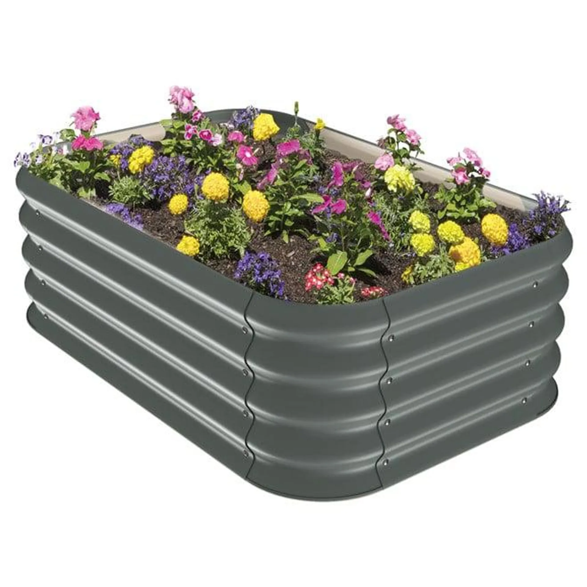 Corrugated Raised Garden Bed Kit Slate Grey