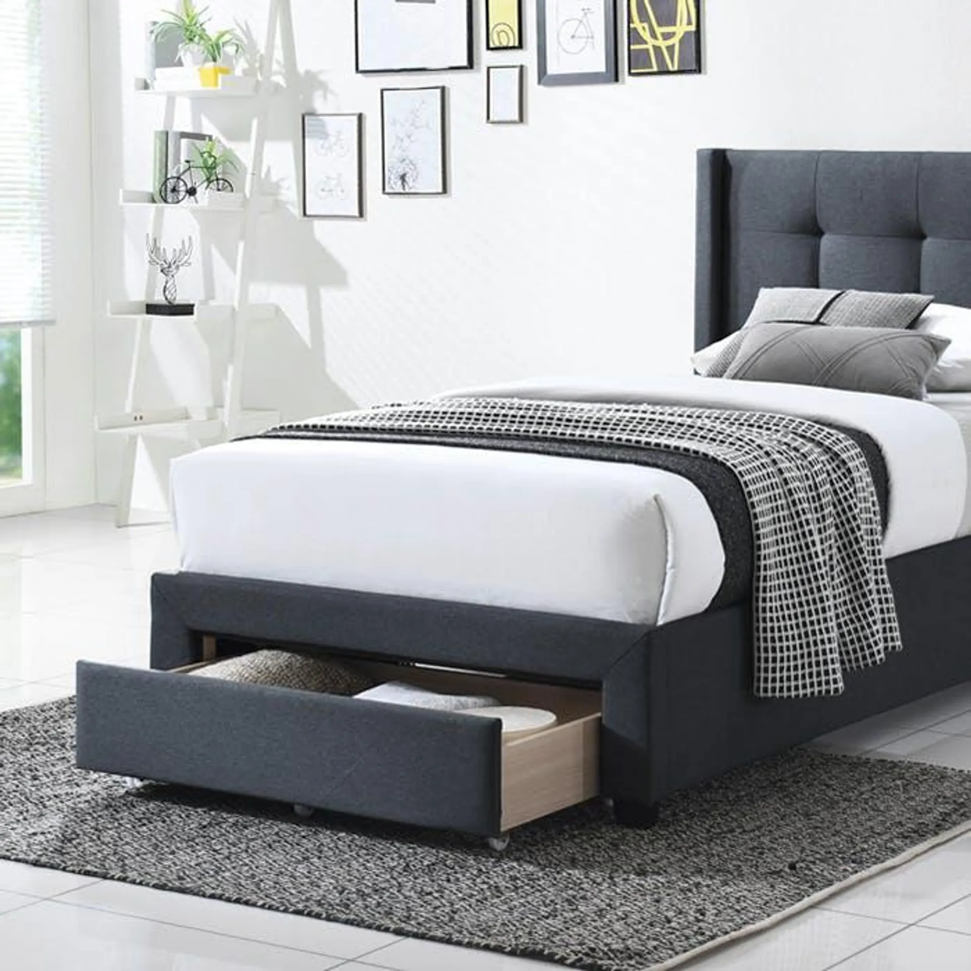 Jordan Drawer Bed Frame, Charcoal