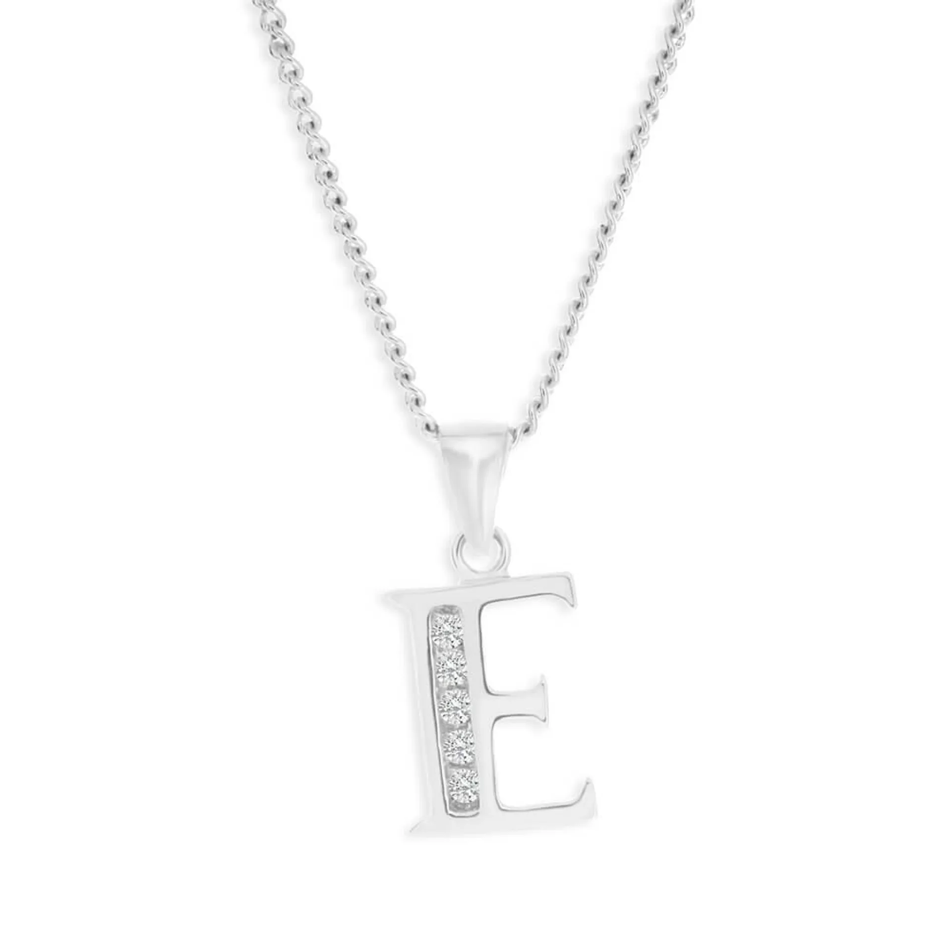 Sterling Silver Cubic Zirconia Initial "E" Pendant