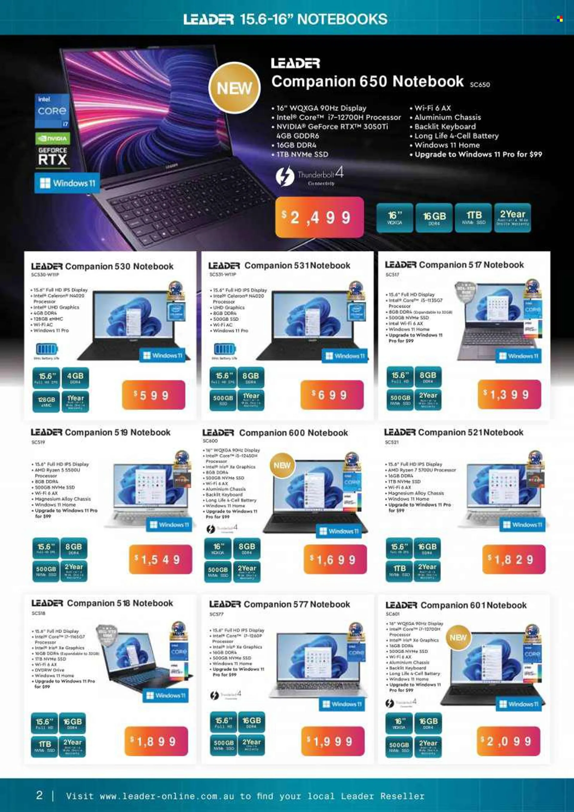 Leader Computers Catalogue - 14 Jul 2022 - 30 Sep 2022 - Sales products - Intel, notebook, GeForce, keyboard. Page 2.