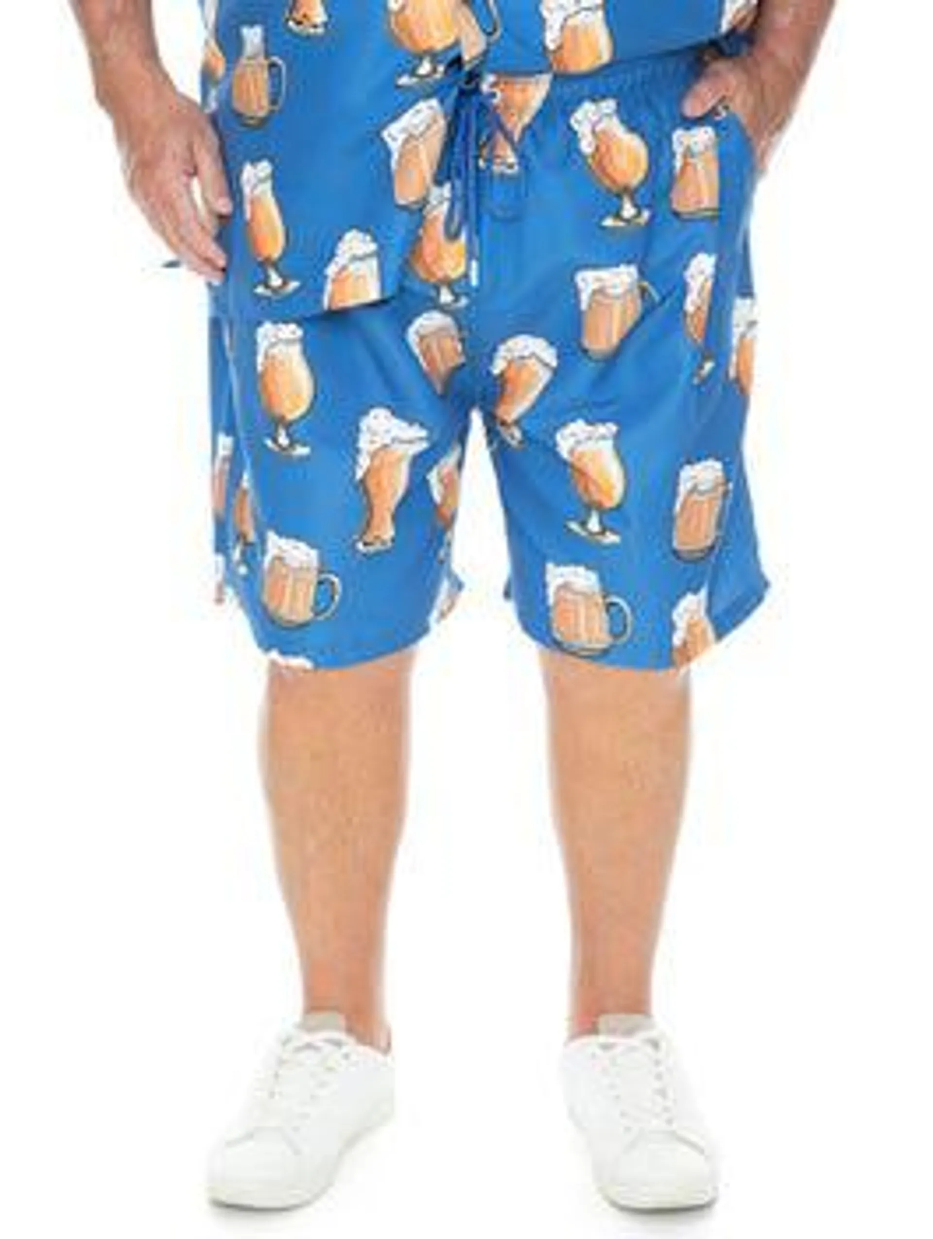 Big Mens Party Shorts Blue Beer