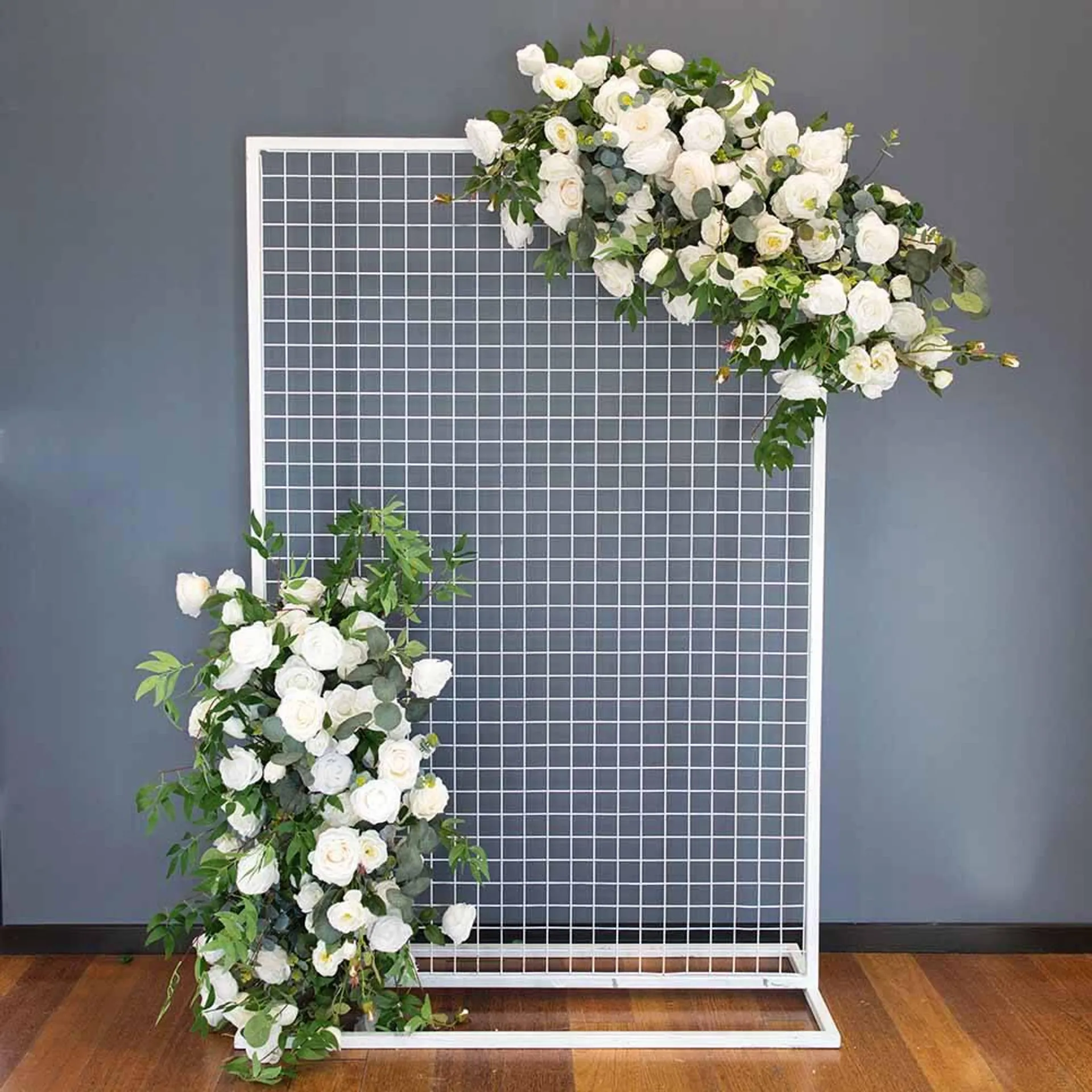 Floral Set of 2 Artificial Foliage with White Flowers 1.3m HIRE