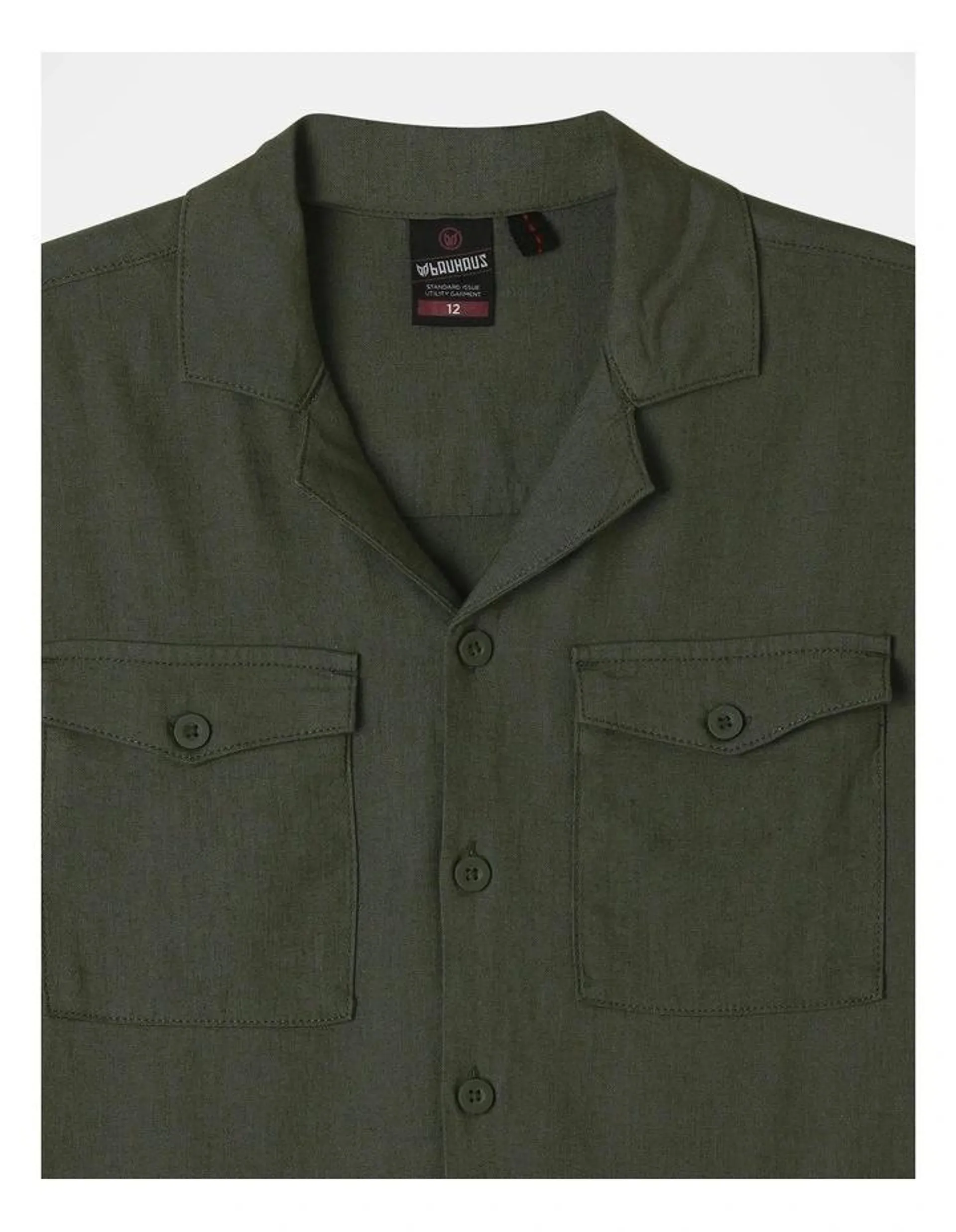 Linen Blend Safari Shirt in Khaki