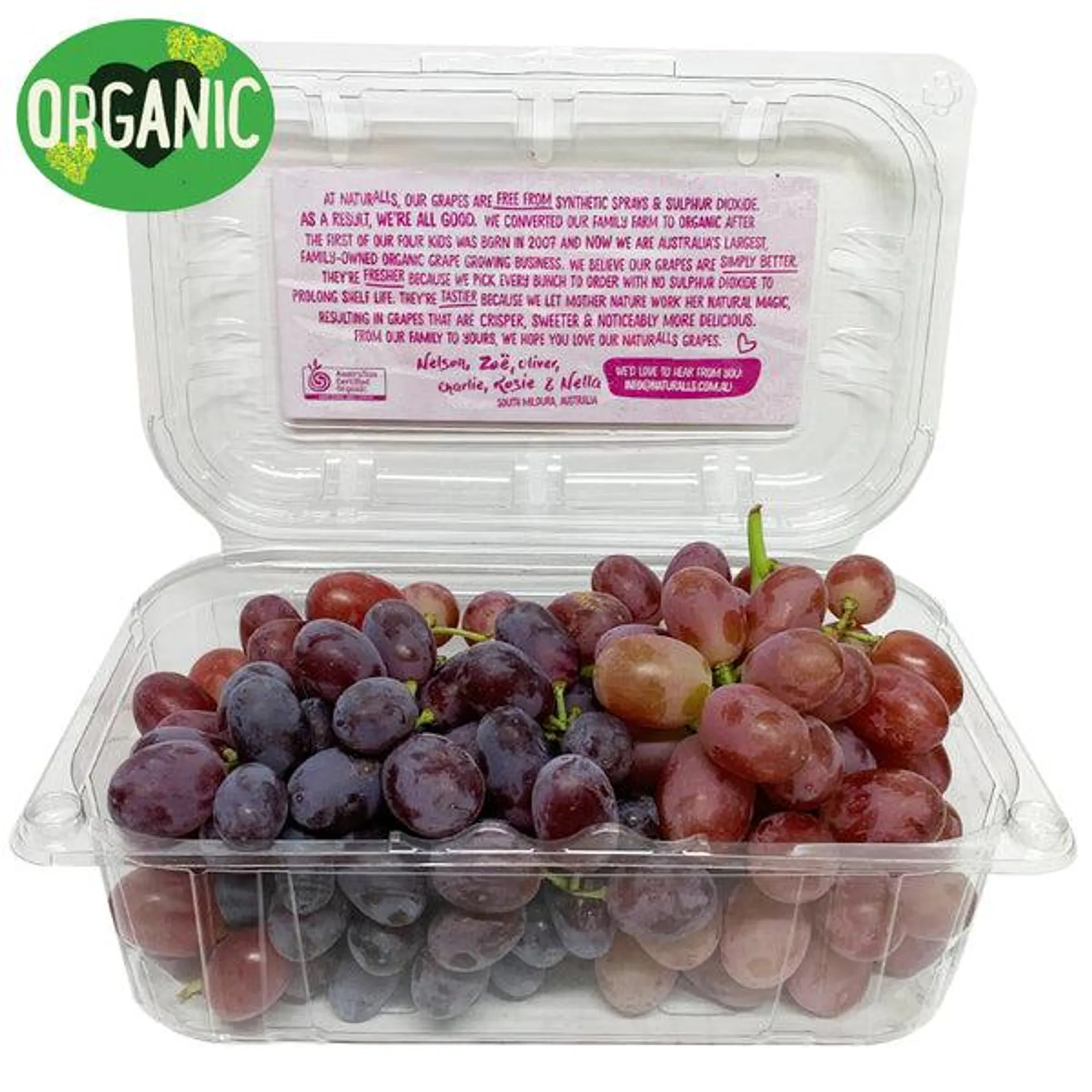 Grapes Red Seedless Organic 500g