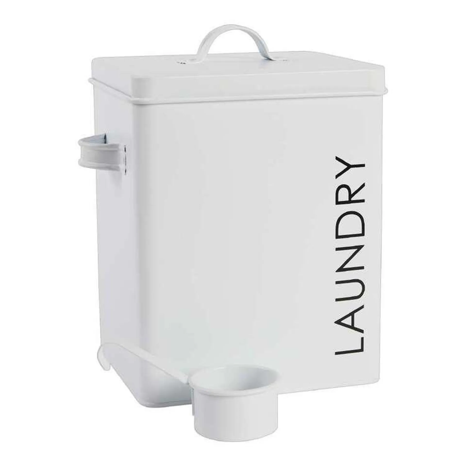 Living Space Laundry Tin With Scoop White 18 x 15 x 23 cm