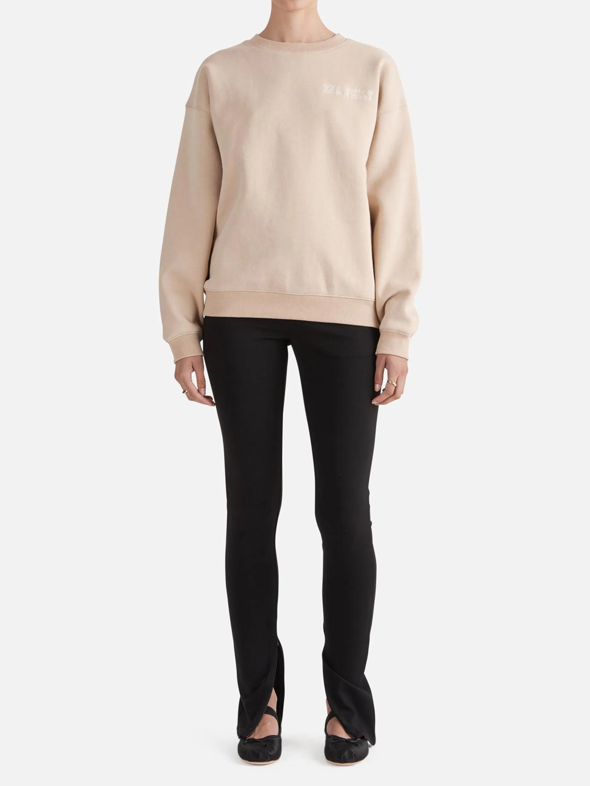 Logo Relaxed Sweater in Camel