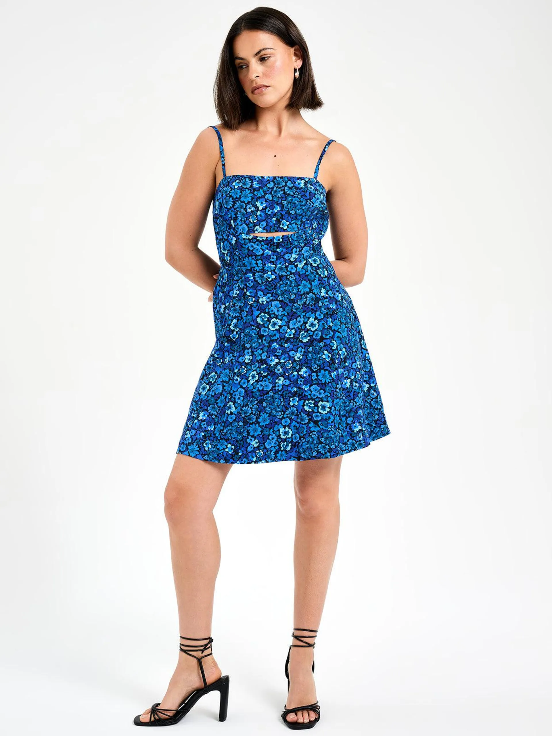 Elyna Mini Dress in Azure Floral