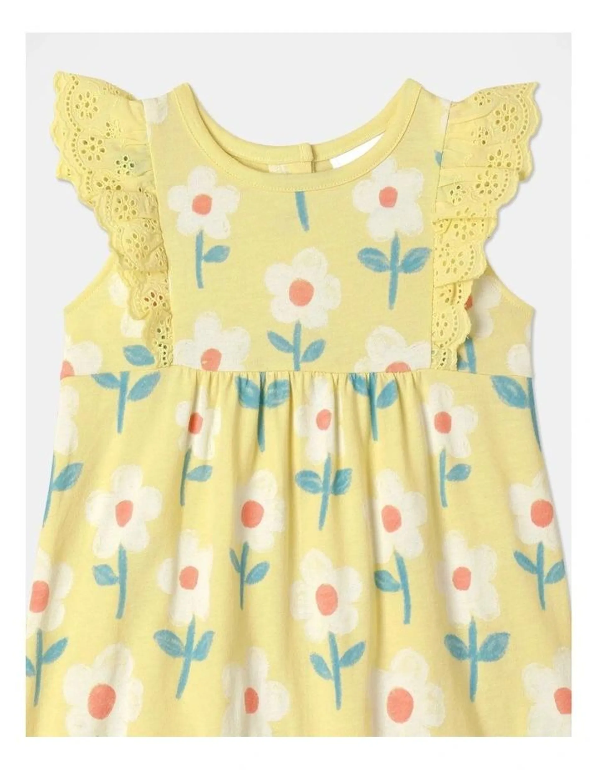 Flower Bubble Romper in Light Yellow