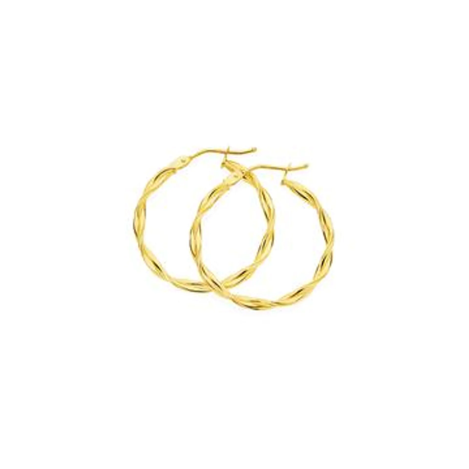 9ct Gold 20mm Diamond Cut Entwined Twist Hoop Earrings