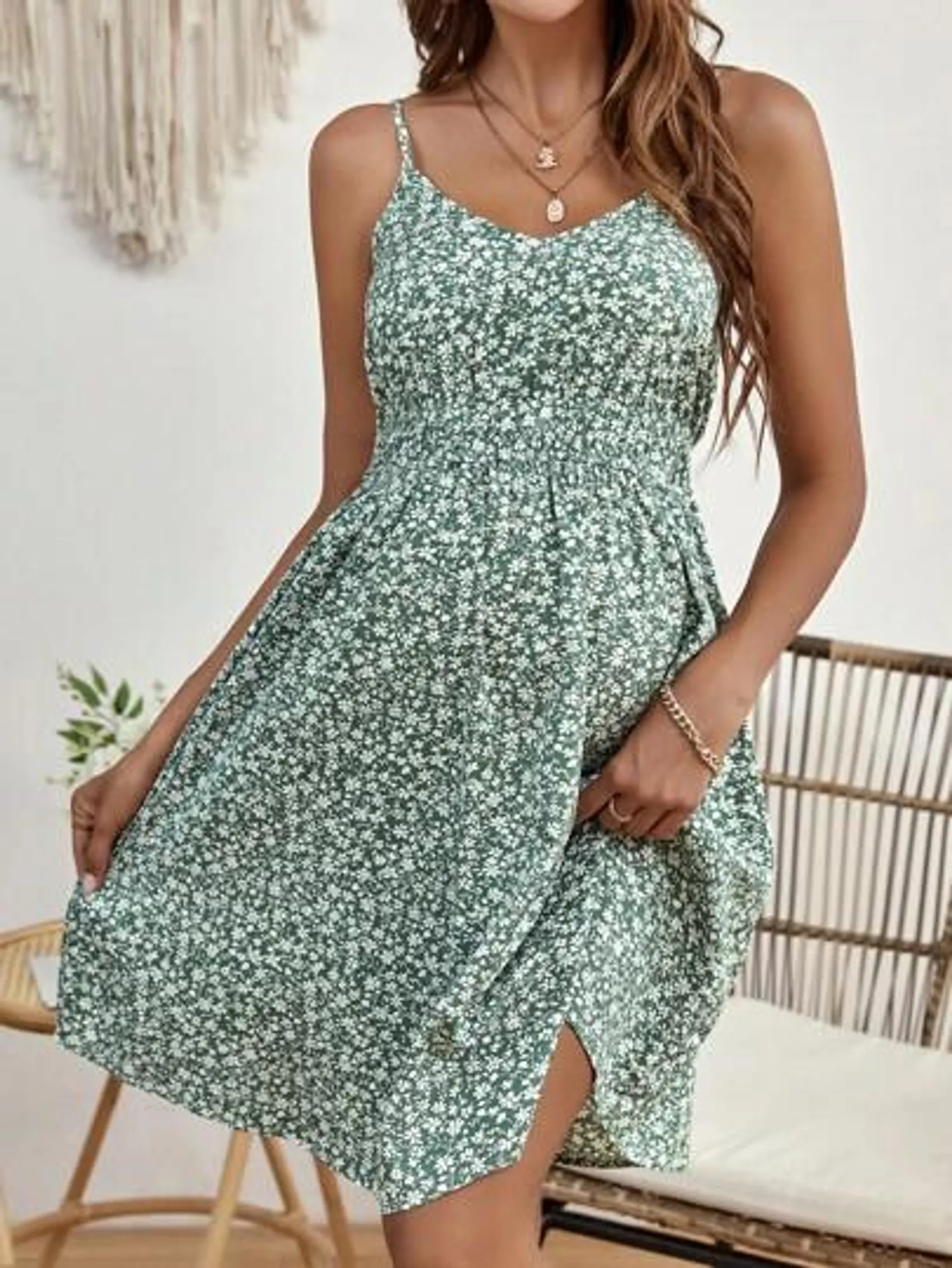 SHEIN Maternity Ditsy Floral Print Cami Dress