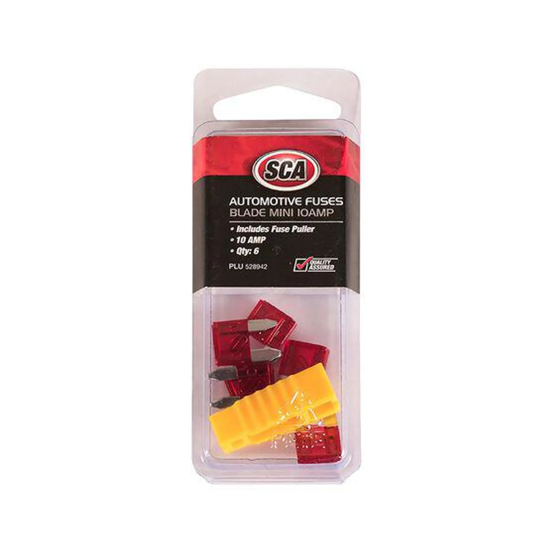 SCA Automotive Fuses - Mini Blade, 10 Amp, 6 Piece