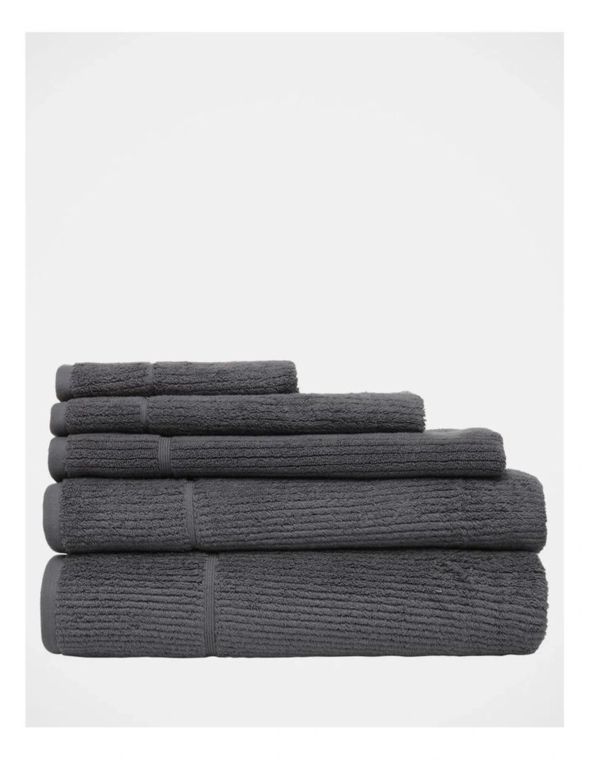 Combed Cotton Ribbed Towel Range in Charcoal